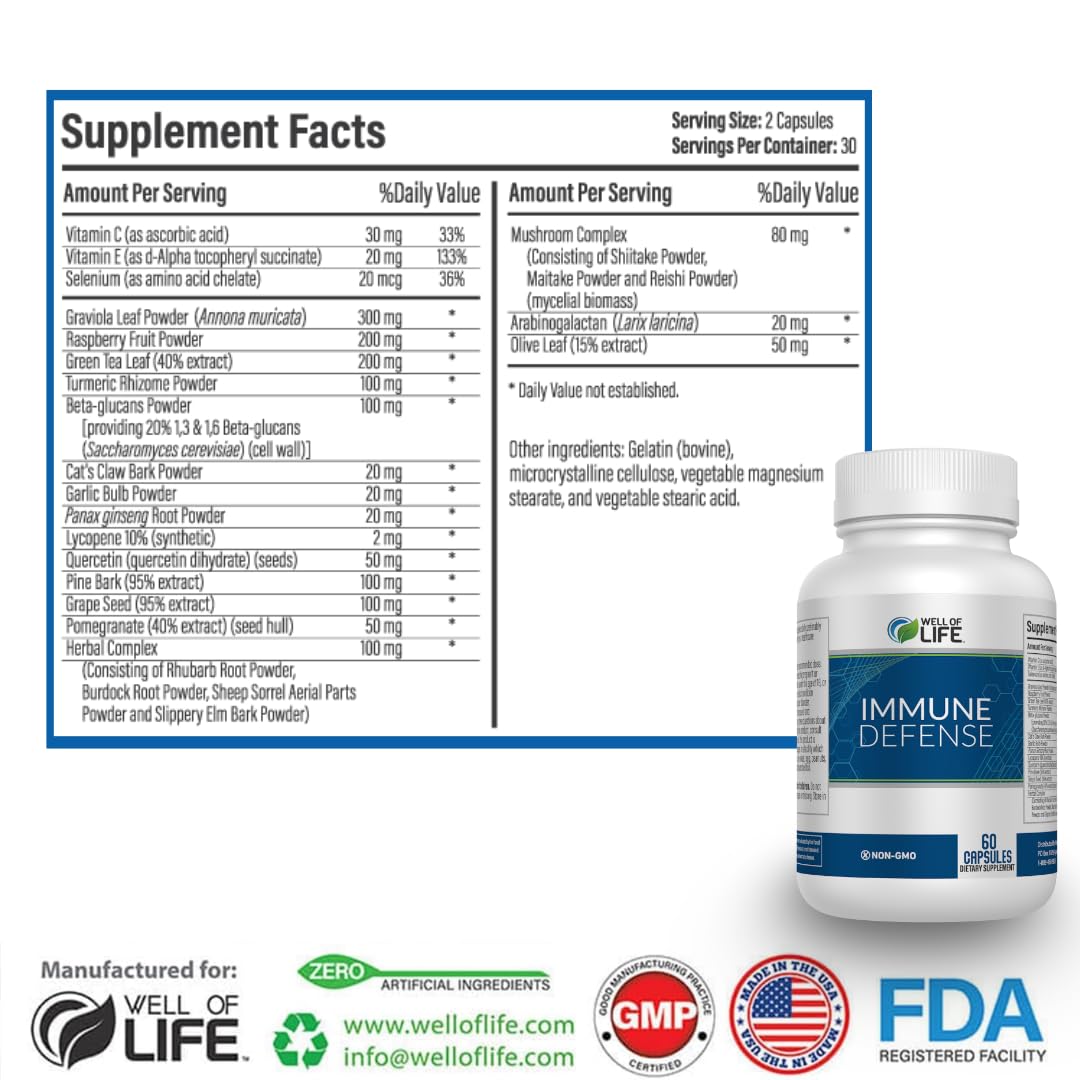 Well of Life Immune Defense 600mg Veg Capsules, 60 Capsules
