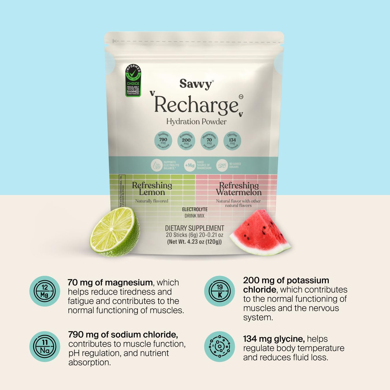 SAVVY Recharge Electrolyte Powder, 20 Sachets
