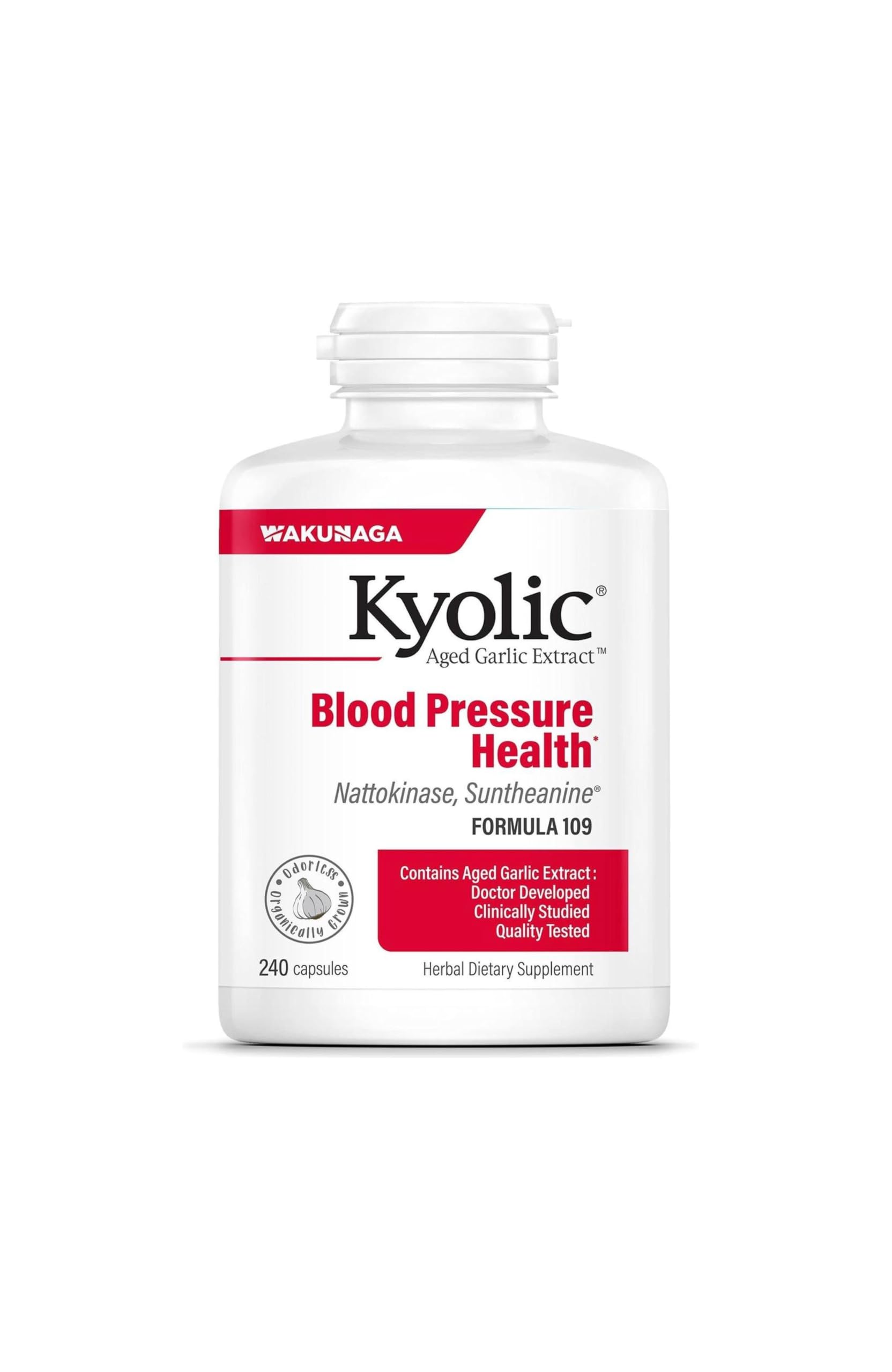 Kyolic Aged Garlic Extract Blood Pressure Health Formula 109 Capsules, 240 Count