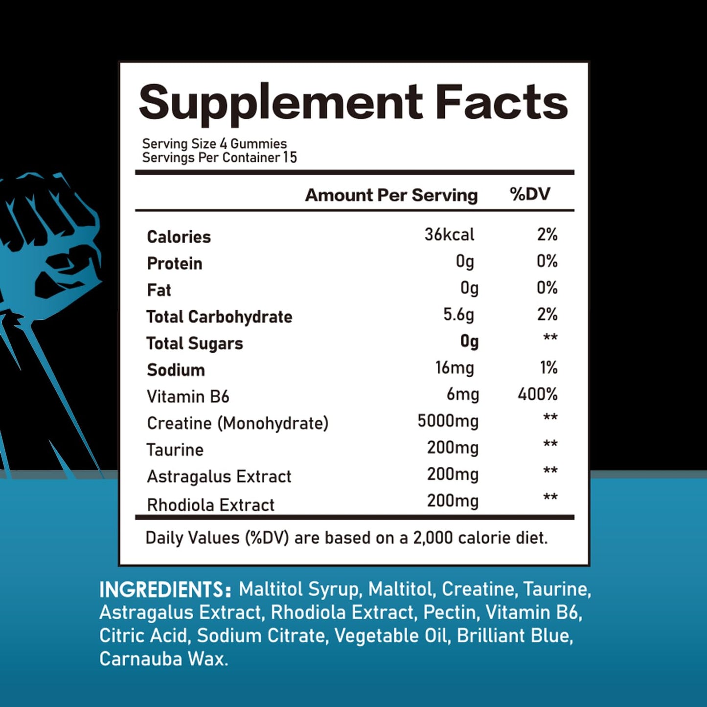 Webuff Creatine Gummies Monohydrate Complex 5000mg, 60 Gummies