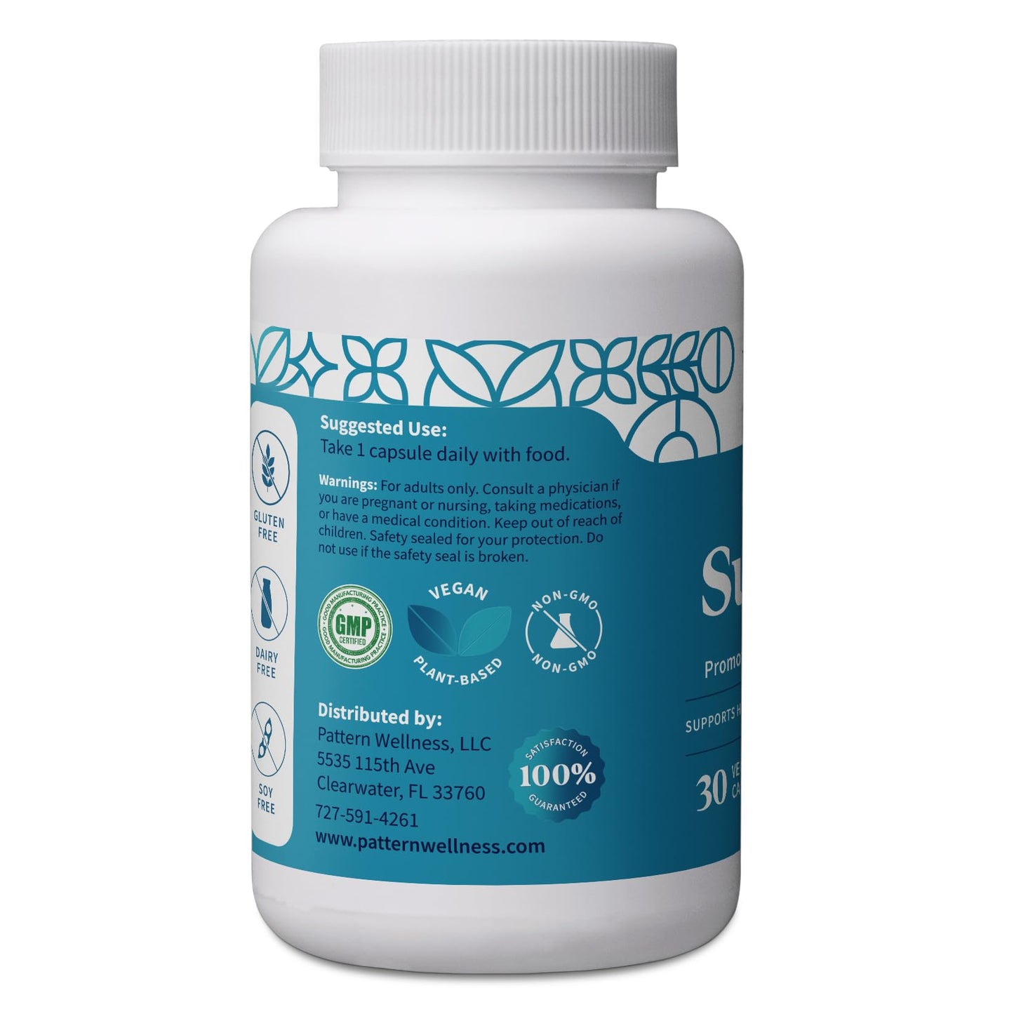 Pattern Wellness Gut Support Digestive Probiotic + Prebiotic Capsule, 30 Count