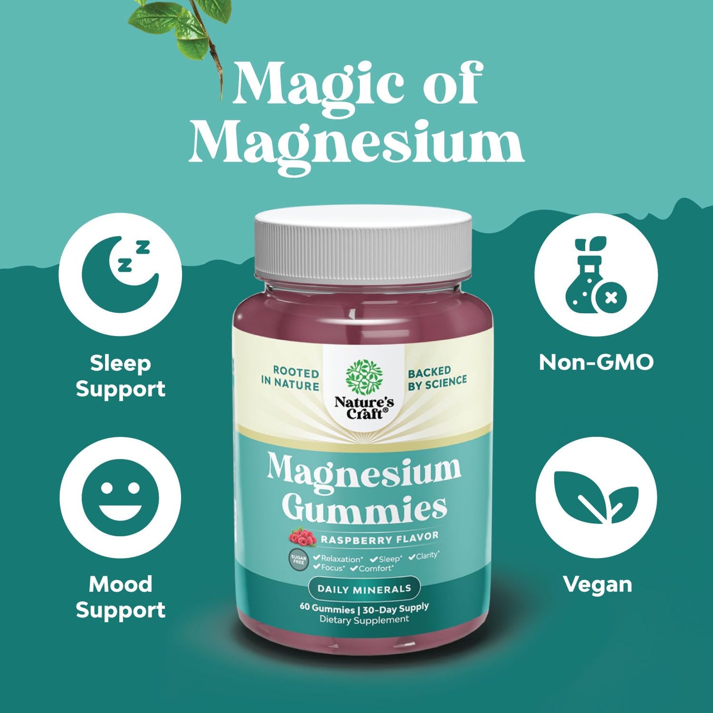 Natures Craft Calm Magnesium Gummies, 60 Count
