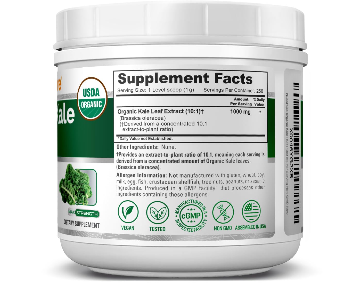 NusaPure Organic Kale Powder, 8.8 Ounce