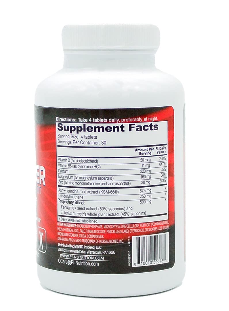 PERFORMANCE INSPIRED Next Level Test Booster – Testosterone Support – Ashwagandha Root Extract – Energy, Stamina & Recovery 120 Tablets