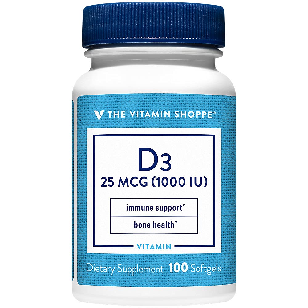 The Vitamin Shoppe Vitamin D3 1000IU Softgels, 100 Softgels