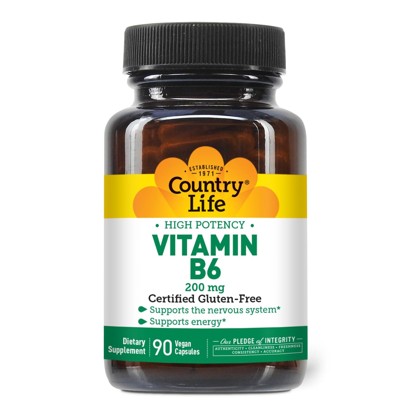 Country Life Vitamin B-6 Capsules, 90 Count