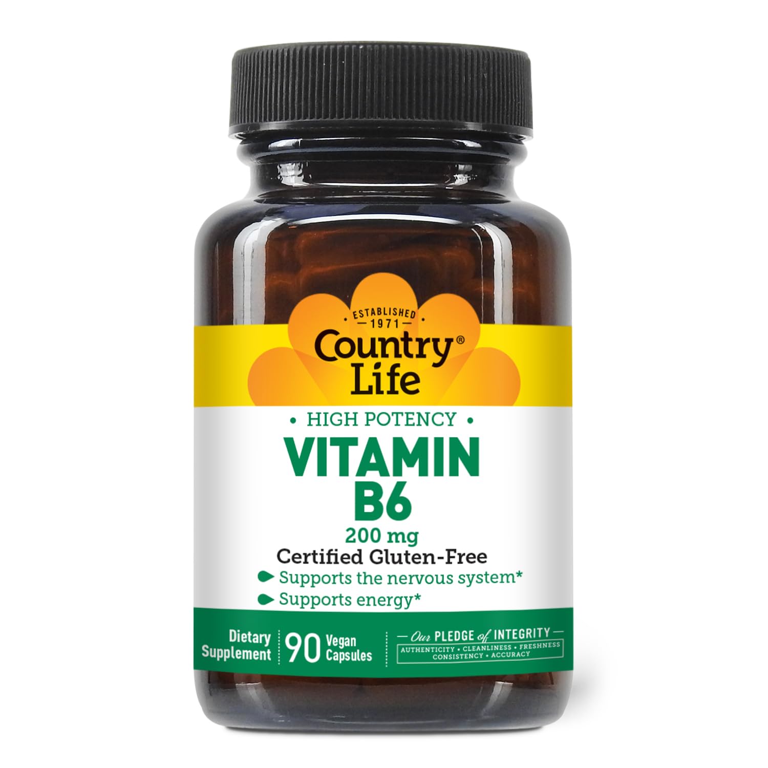 Country Life Vitamin B-6 Capsules, 90 Count