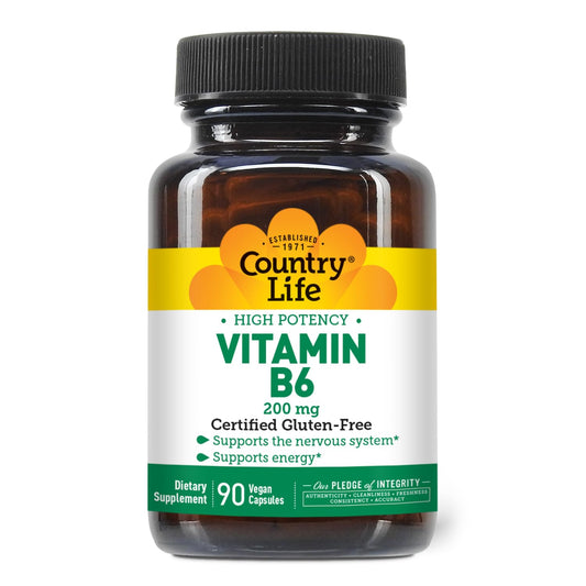Country Life Vitamin B-6 Capsules, 90 Count