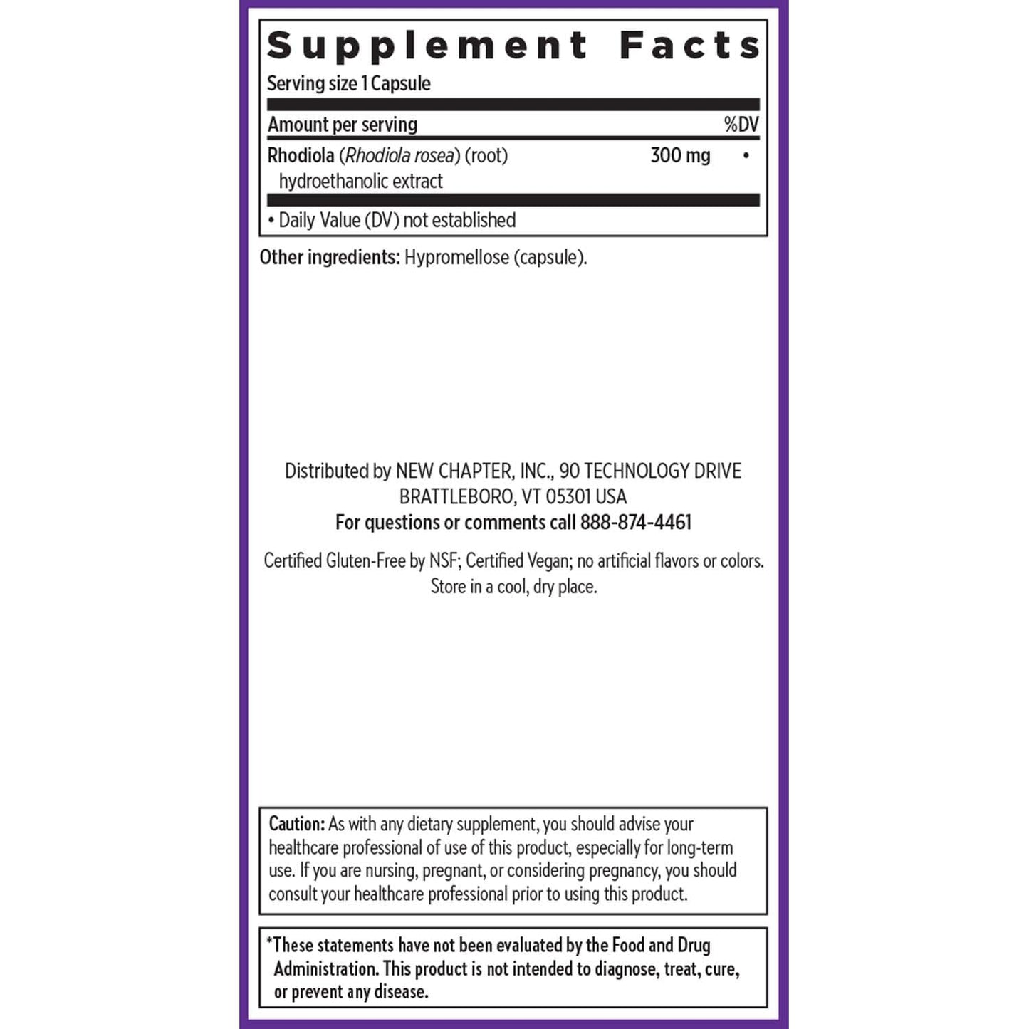 New Chapter Rhodiola Force 300mg with Potent Vegan Rhodiola for Mental Focus & Stamina, Endurance + Mood Support + Stress Adaptogen + Non-GMO Ingredients - 30 Capsules
