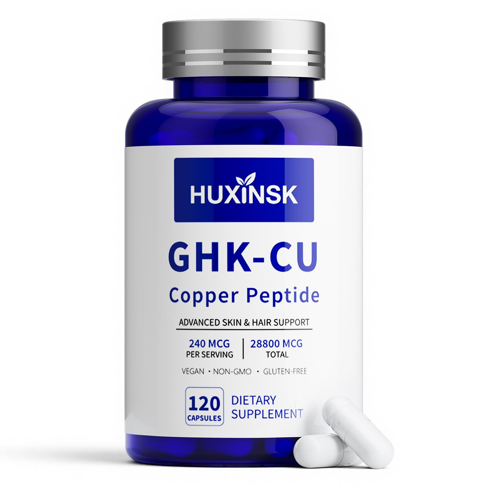 HUXINSK GHK-Cu Copper Peptide Supplement, Liposomal Formula Capsule, 120 Capsules