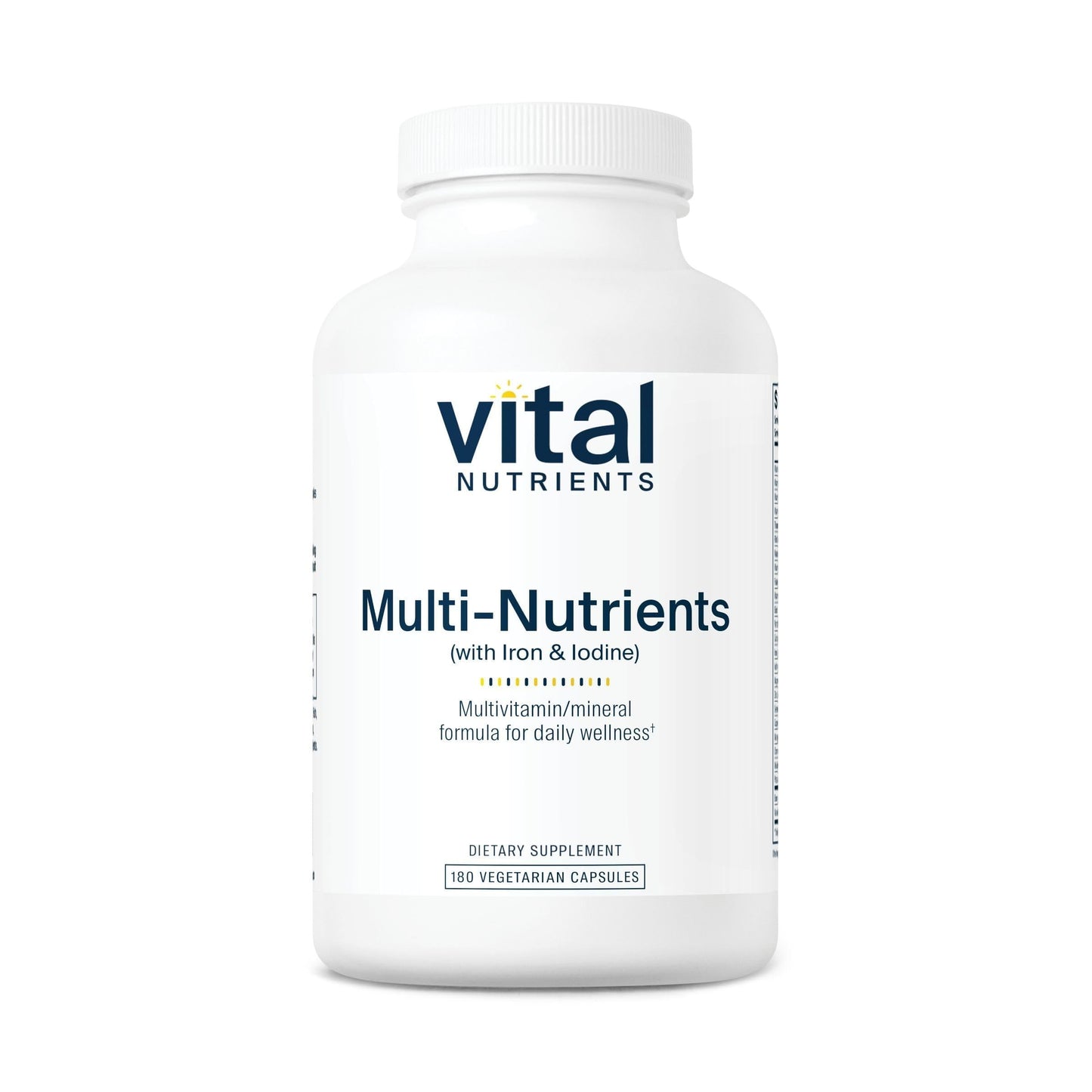Vital Nutrients Multi-Nutrients with Iron and Iodine - Vegetarian Multivitamin and Mineral Supplement with Iron, 180 Capsules