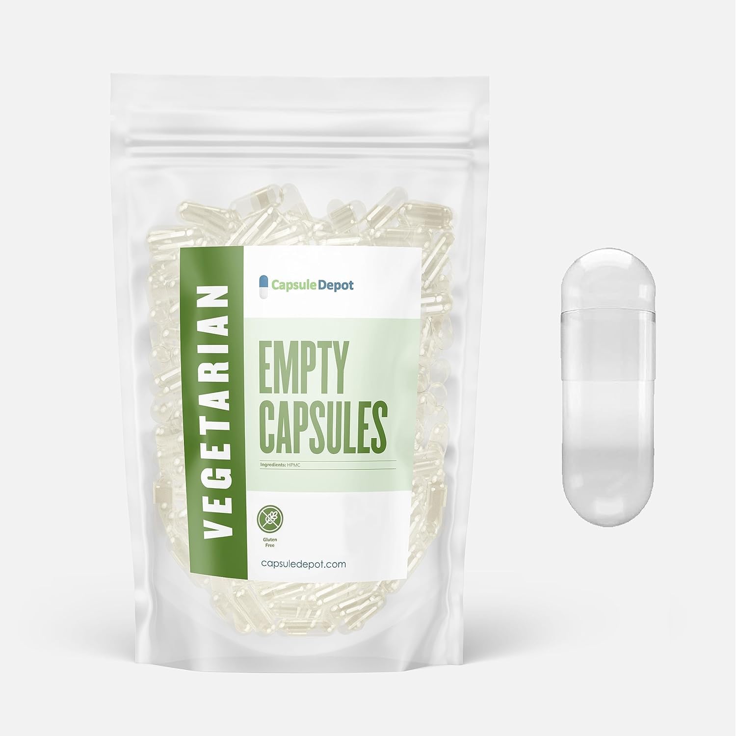 Capsule Depot Clear Empty Capsules Size 1, 100 Count