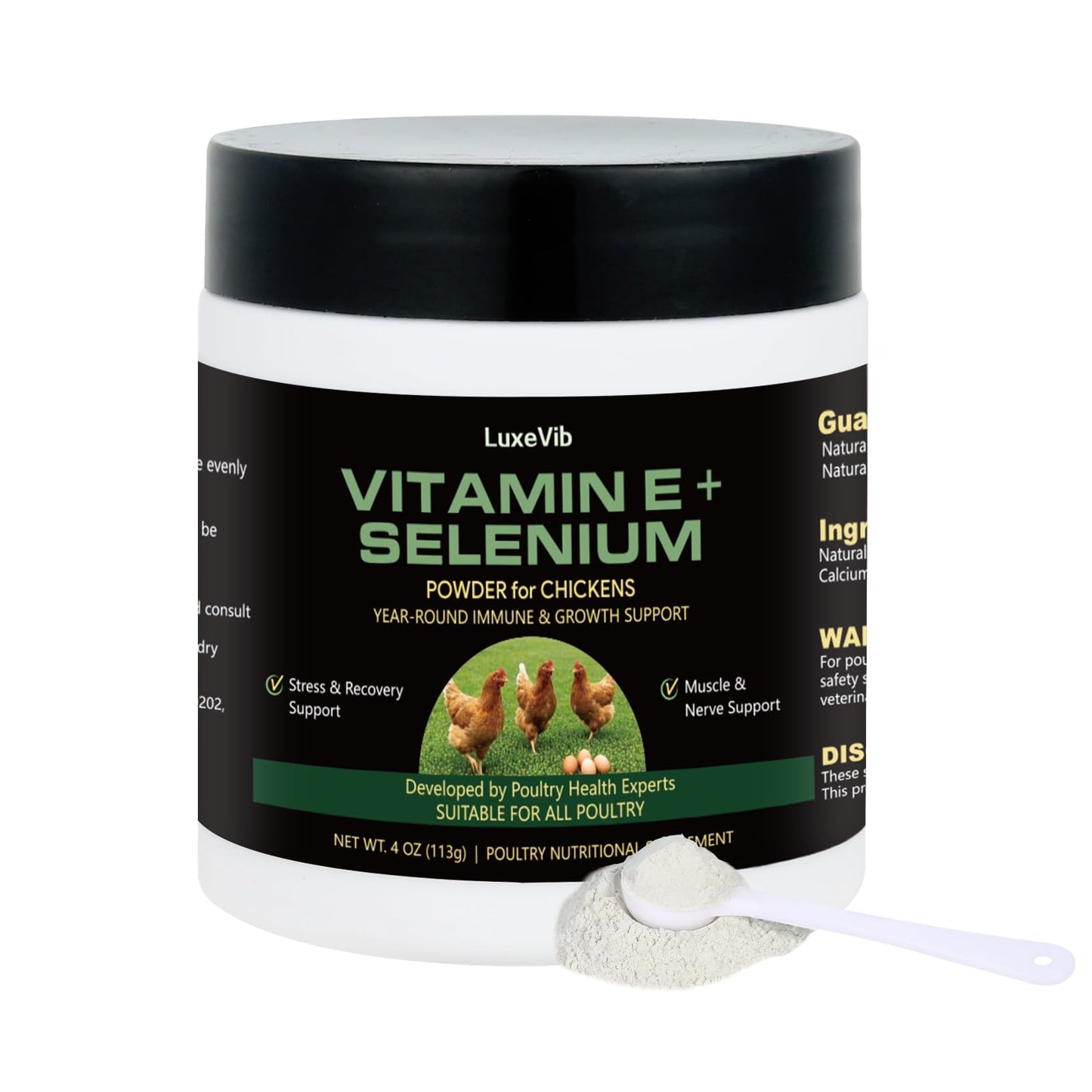 LuxeVib Selenium & Vitamin E Powder for Chickens, 1 Ounce