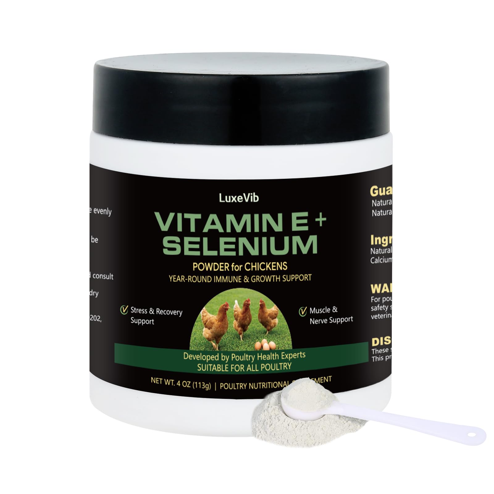 LuxeVib Selenium & Vitamin E Powder for Chickens, 1 Ounce