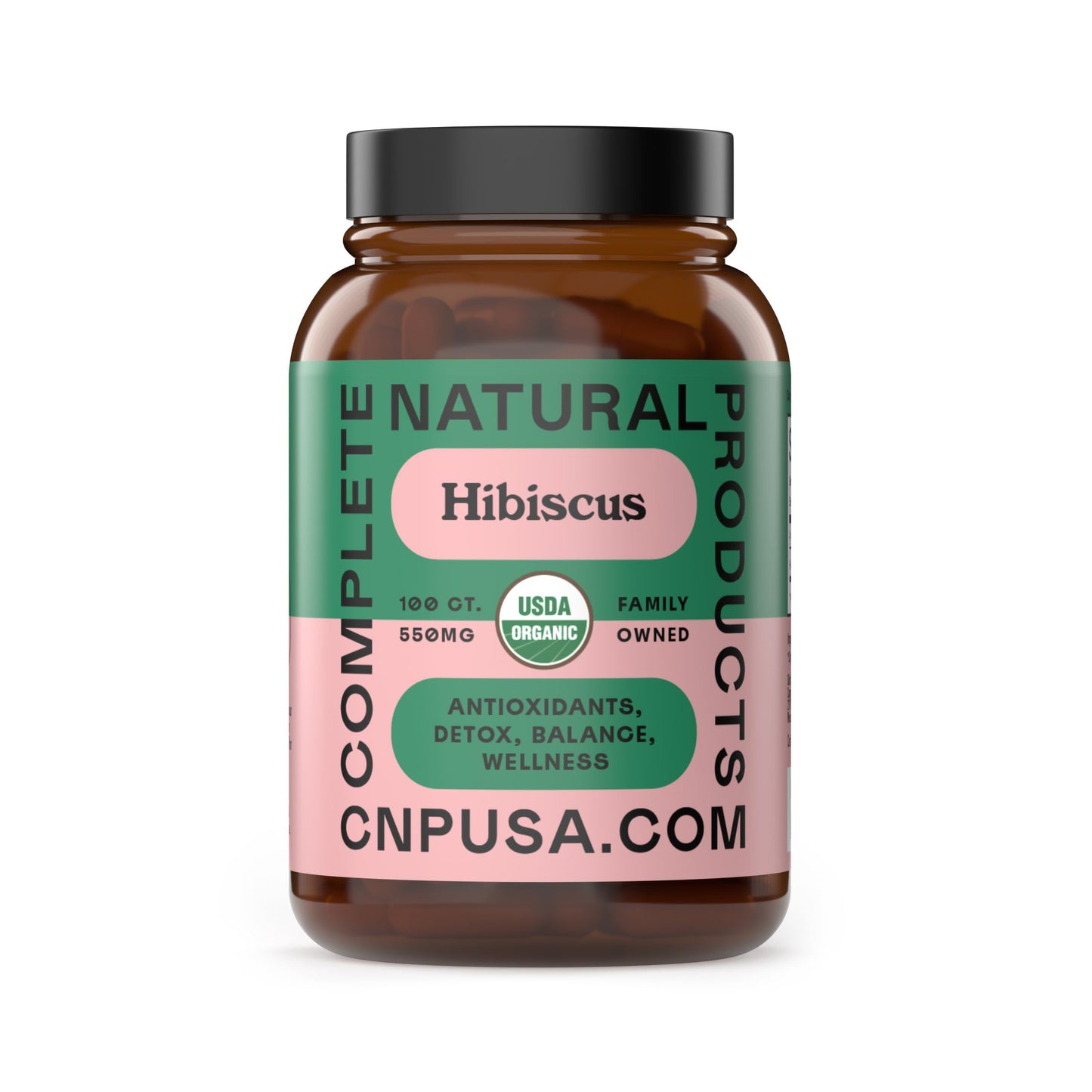 Complete Natural Products Organic Hibiscus Capsules 550mg, 100 Capsules