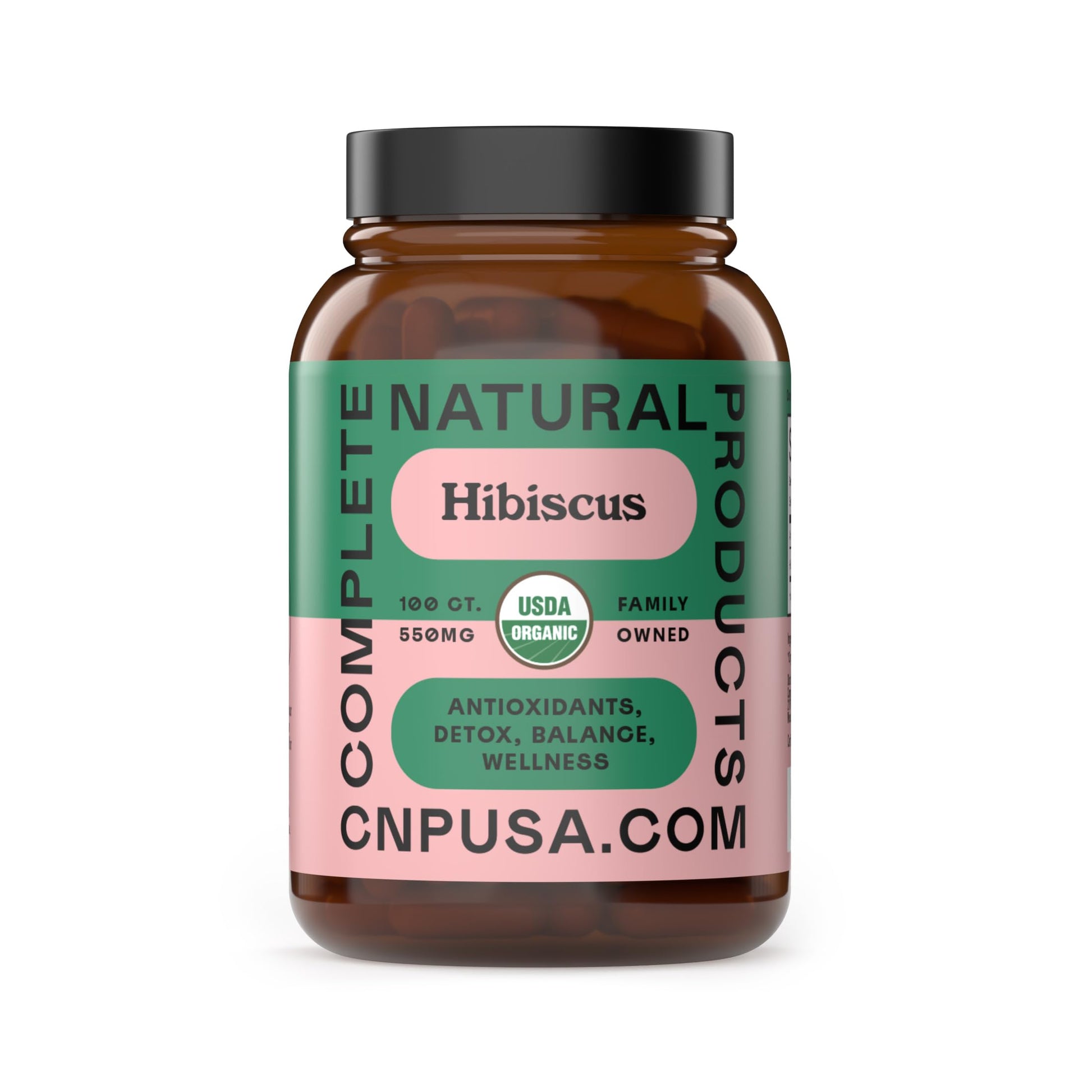Complete Natural Products Organic Hibiscus Capsules 550mg, 100 Capsules