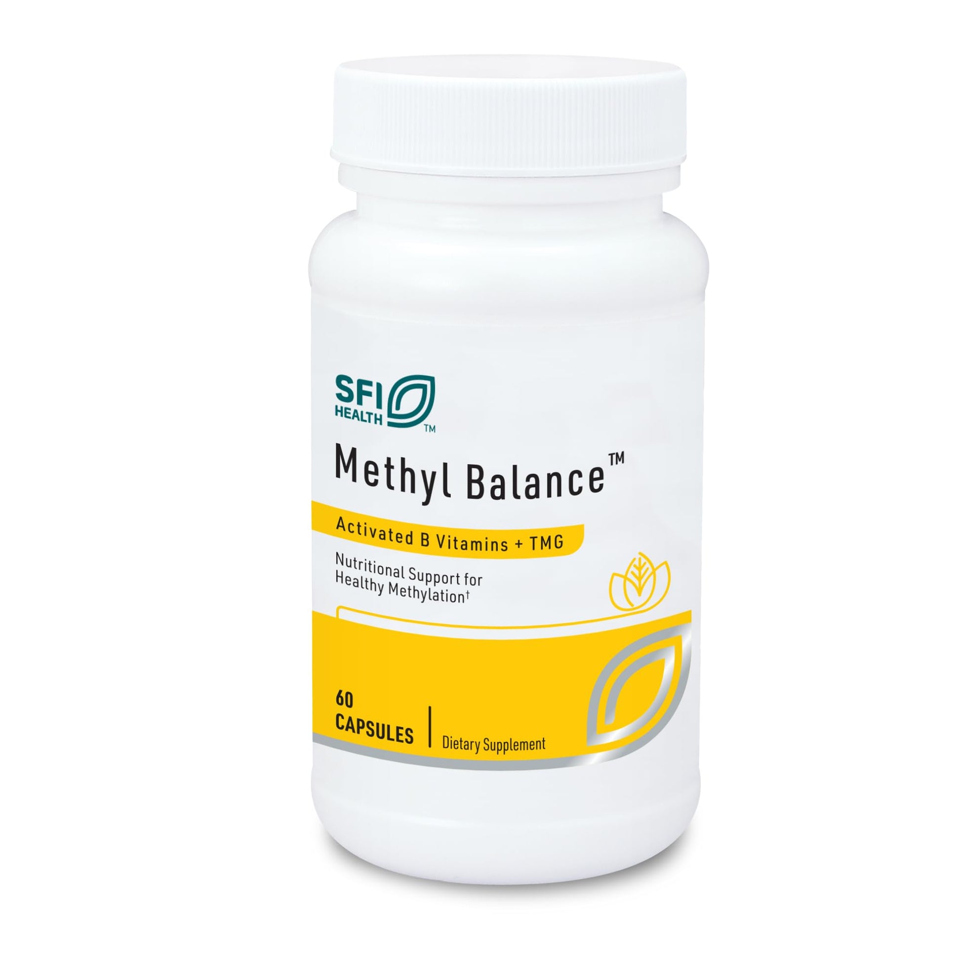 SFI Health Methyl Balance Activated Vitamin B + Trimethyglycine Metafolin Methyl Folate, Betaine TMG, Vitamin B2, B6 & 12 60 Capsules