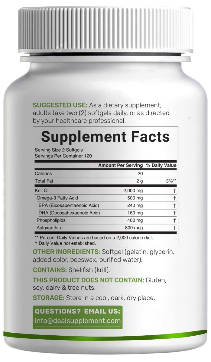 DEAL SUPPLEMENT Antarctic Krill Oil 2,000 mg Per Serving 240 Softgels