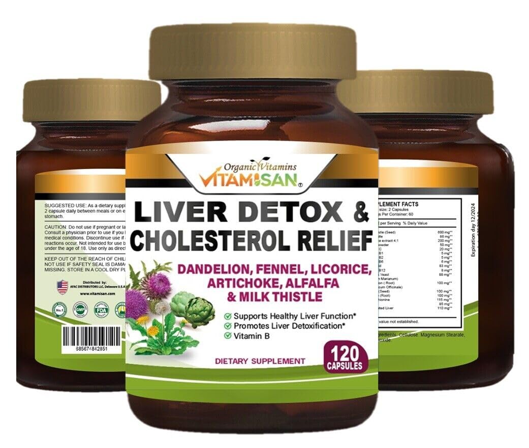 VIUS NATURAL Milk Thistle for Liver Detox and Regeneration - Supplement - 120 Capsules