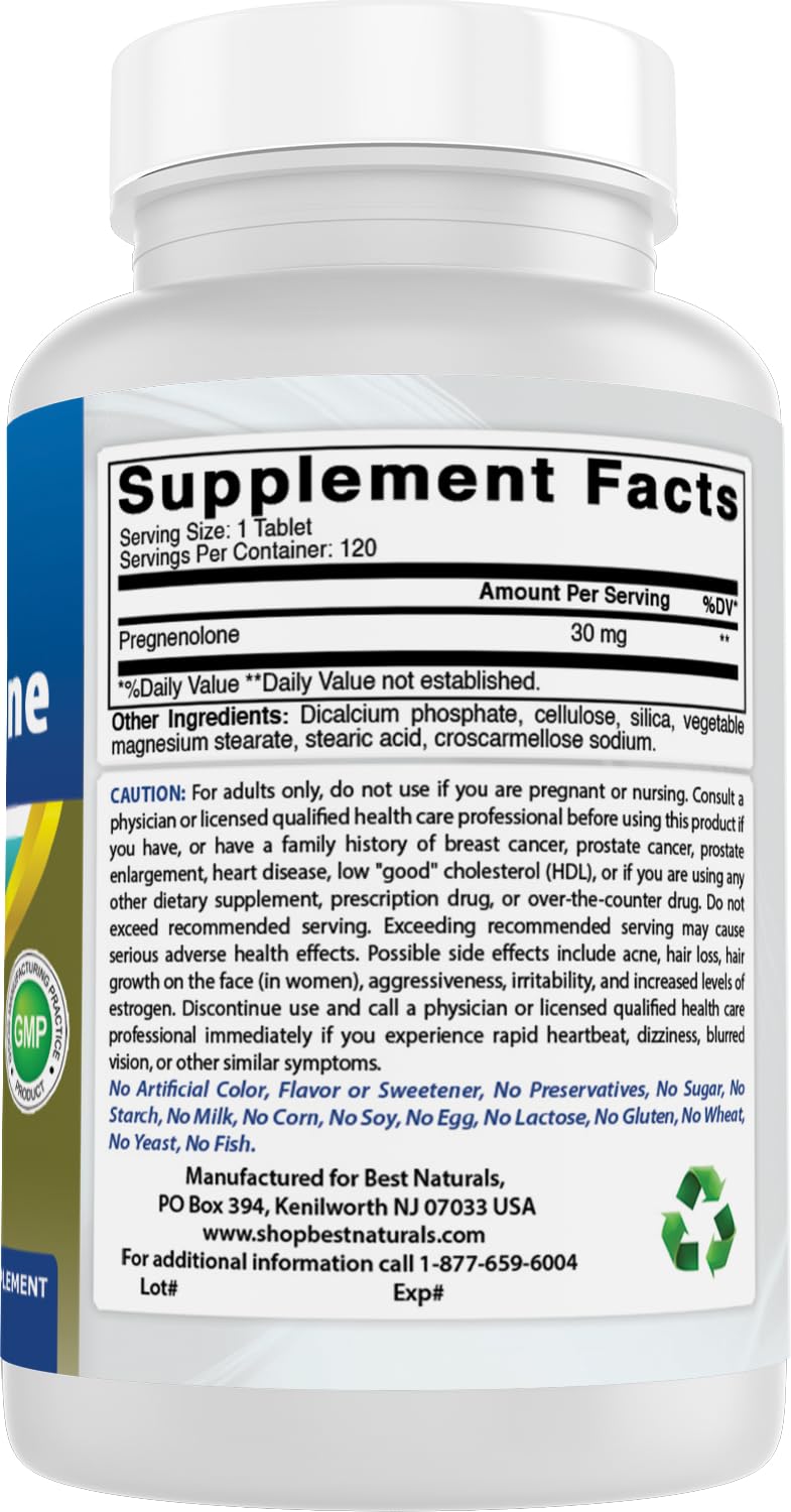 Best Naturals Pregnenolone 30 mg Tablets, 360 Tablets