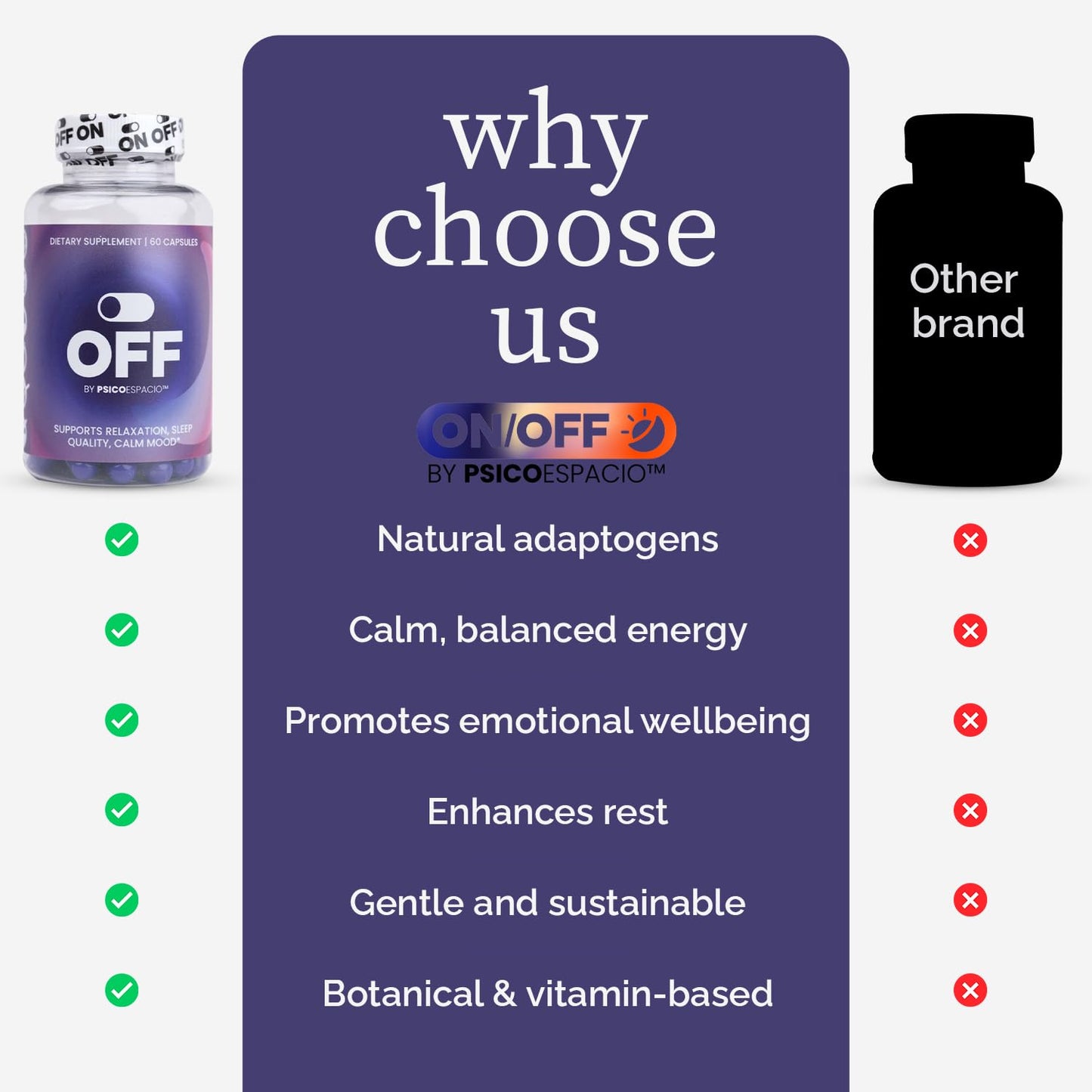 OFF BY PSICOESPACIO L-Theanine Night Time Melatonin Sleep Aid Capsules, 60 Count
