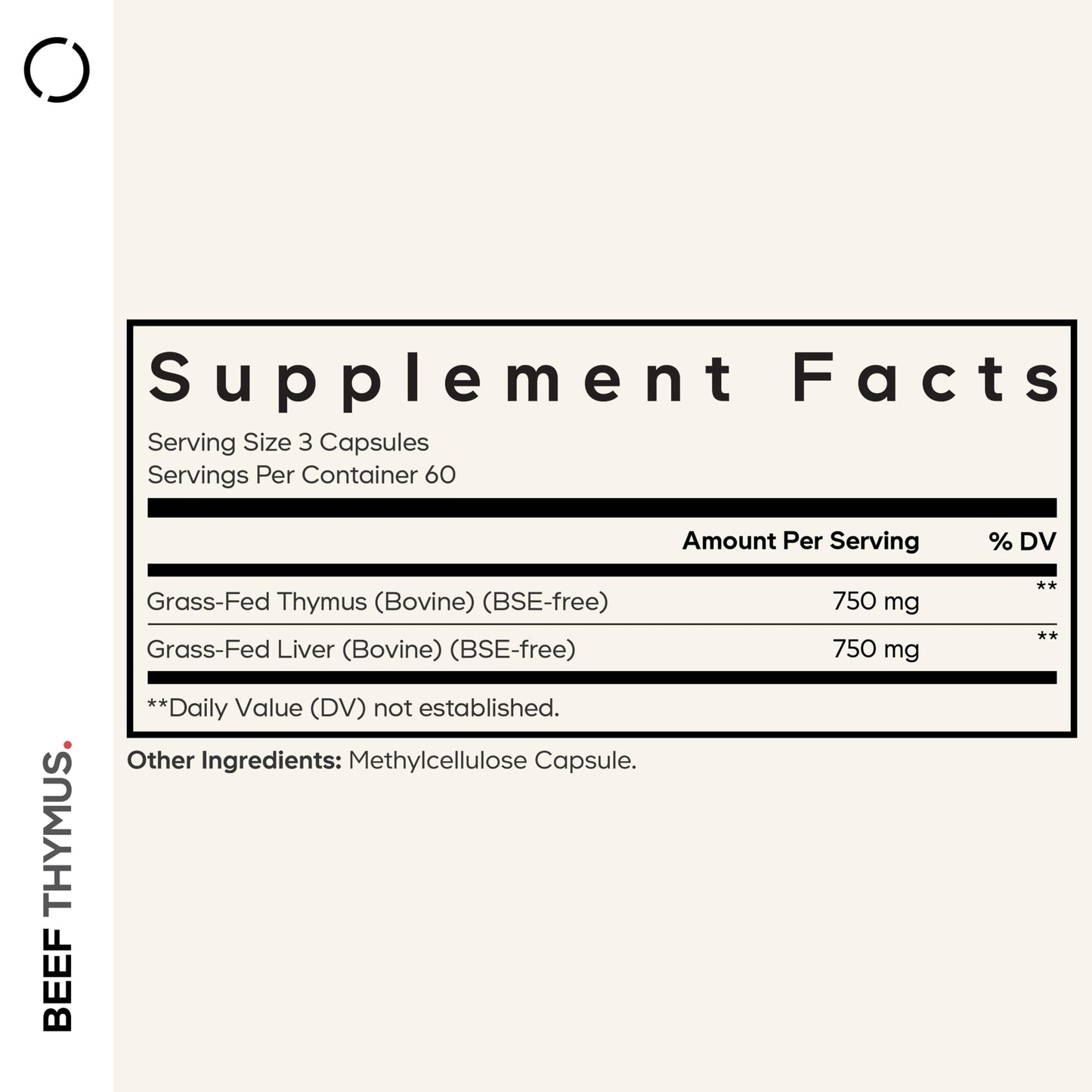 Codeage Grass Fed Beef Thymus Supplement Capsules 180 Count