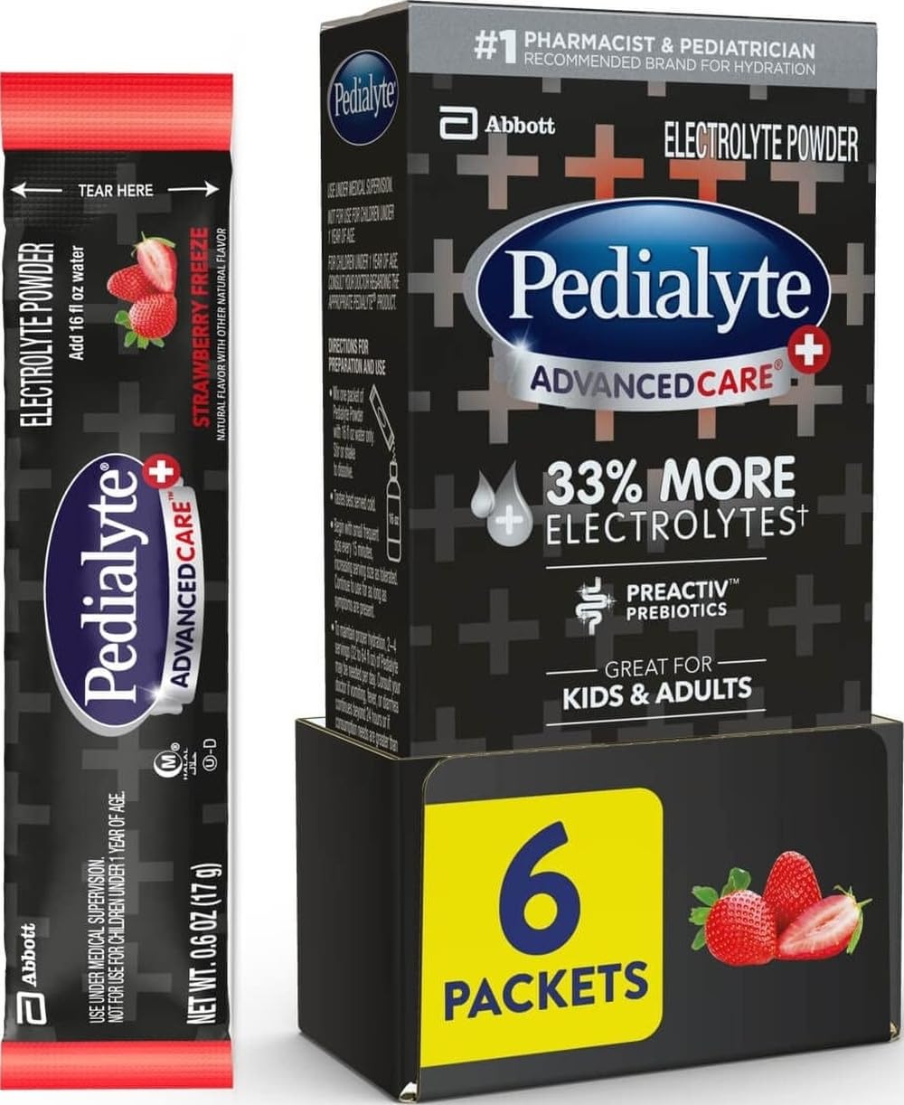 Pedialyte AdvancedCare Plus Electrolyte Powder Strawberry Freeze 6 Count