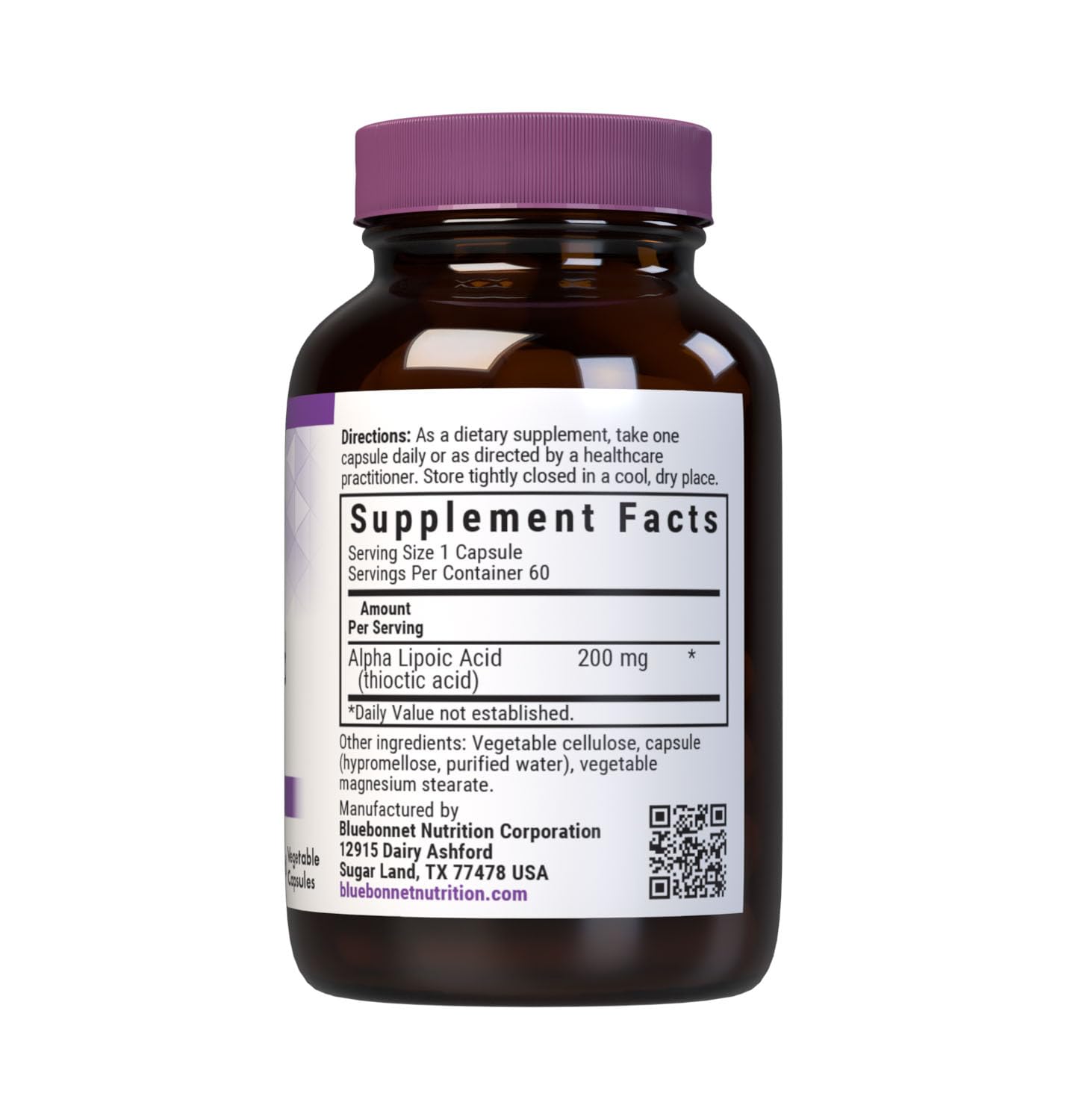 BlueBonnet Alpha Lipoic Acid 200mg Capsules 60 Count