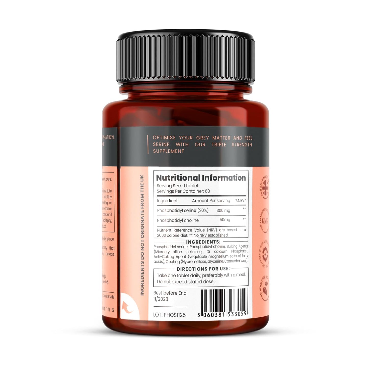 pureclinica Triple Strength Phophatydyl Serine and Phosphatidyl Choline Tablets 120