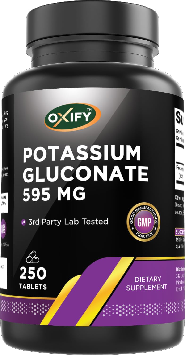 Oxify Potassium Gluconate 595 mg Tablets, 250 Count