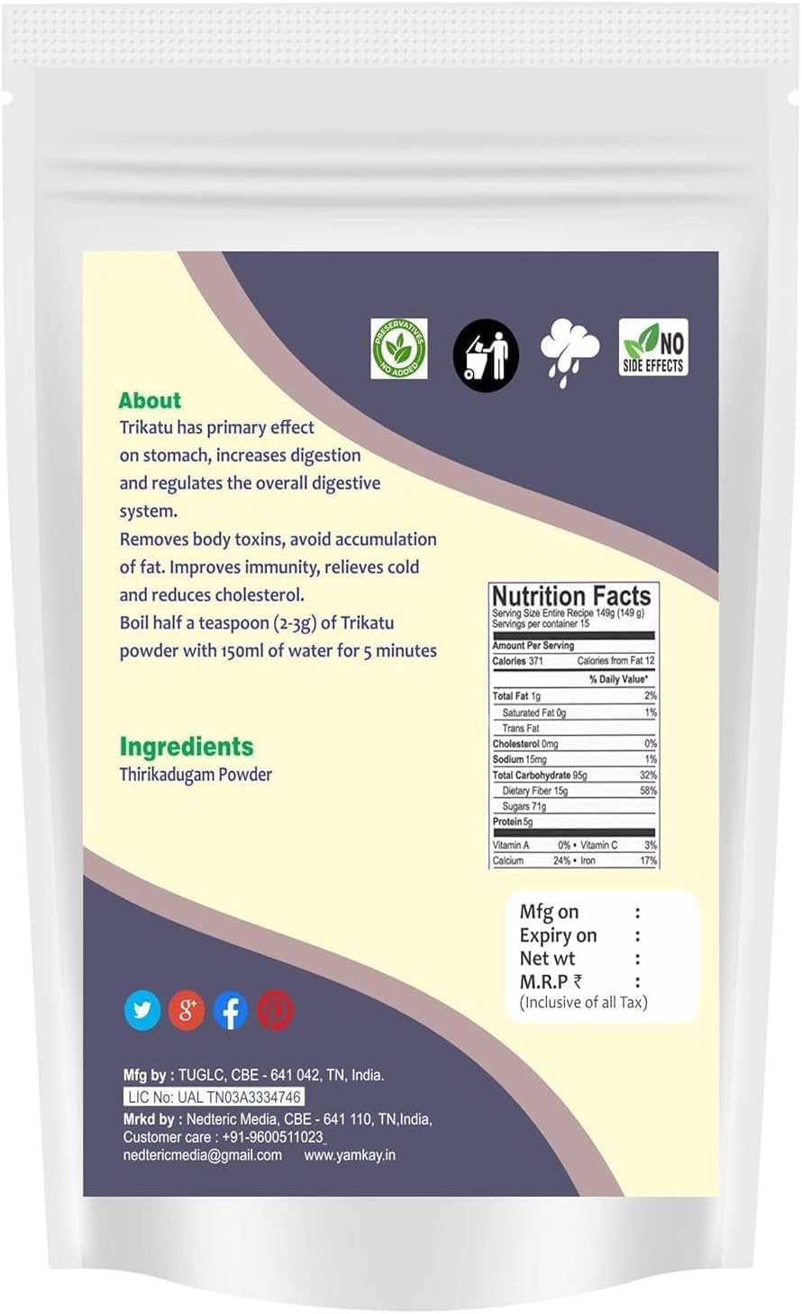 YAMKAY Pure Thirikadugam Powder, 1500 GM, 1 Unit