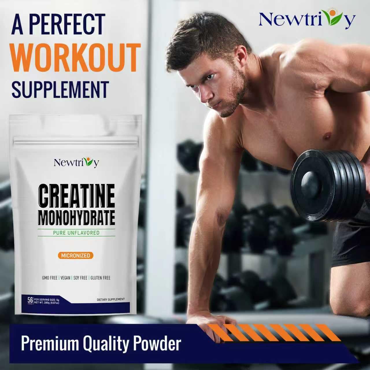 Newtrivy Creatine Monohydrate, Micronized, Pure, Unflavored Powder 9.87 Ounce