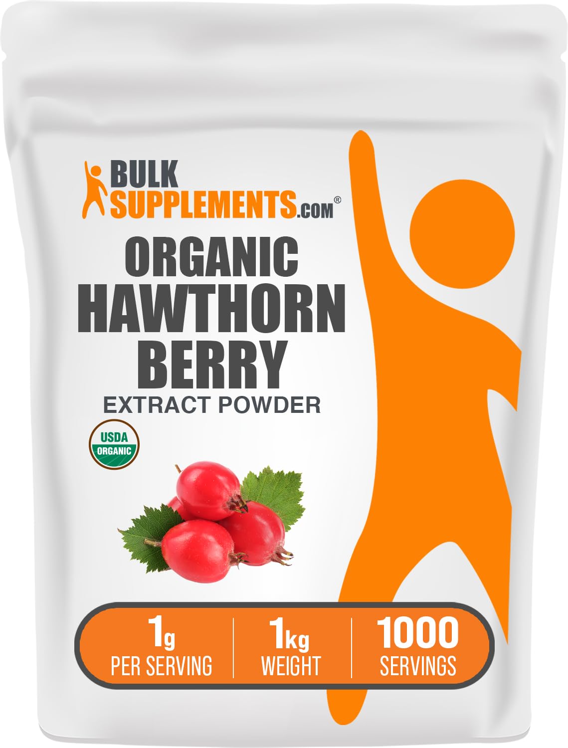 BulkSupplements Organic Hawthorn Berry Extract Powder 35.27 Ounces