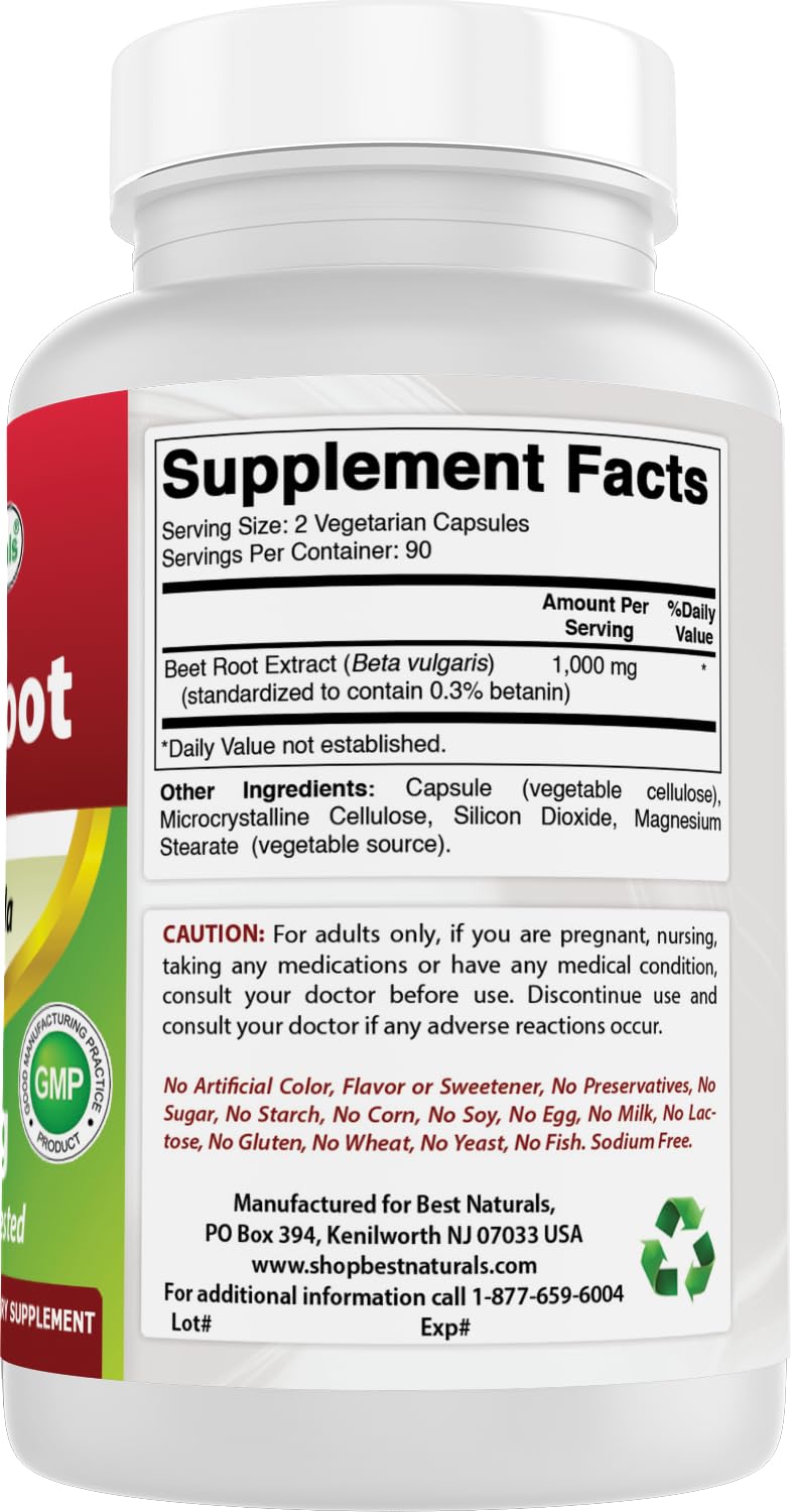 Best Naturals Beet Root Powder 500 mg 360 Capsules