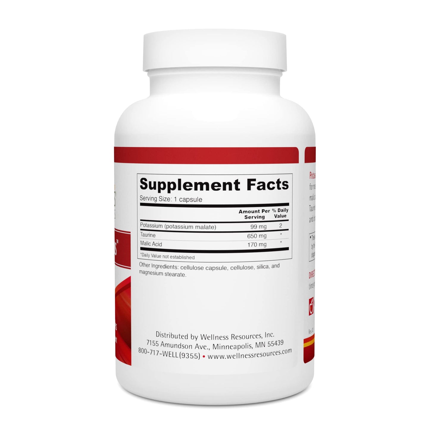 Wellness Resources Potassium Plus with Taurine and Malic Acid Capsules 90 Count