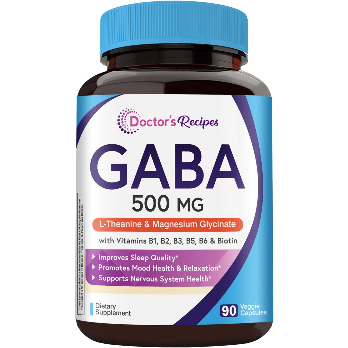Doctor's Recipes GABA Magnesium Glycinate L-Theanine Supplement 90 Veggie Capsules