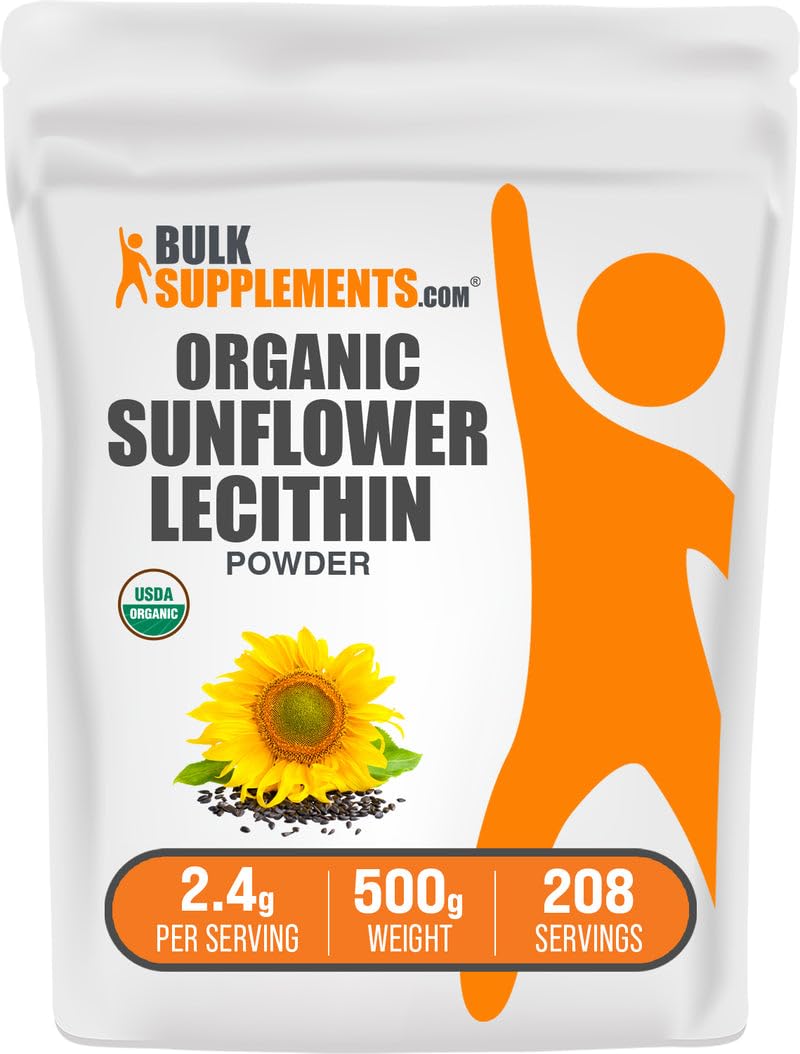 BulkSupplements Organic Sunflower Lecithin Powder, 17.6 oz