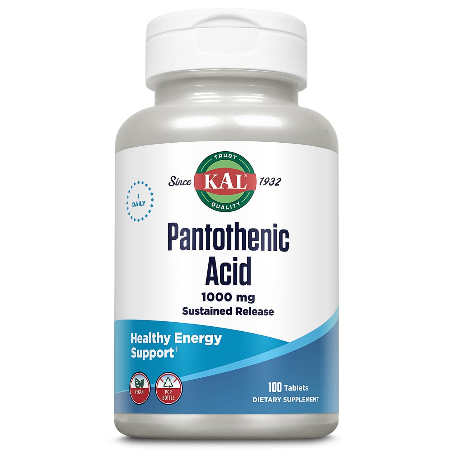 KAL Pantothenic Acid 1000mg Tablet, 100 Tablets