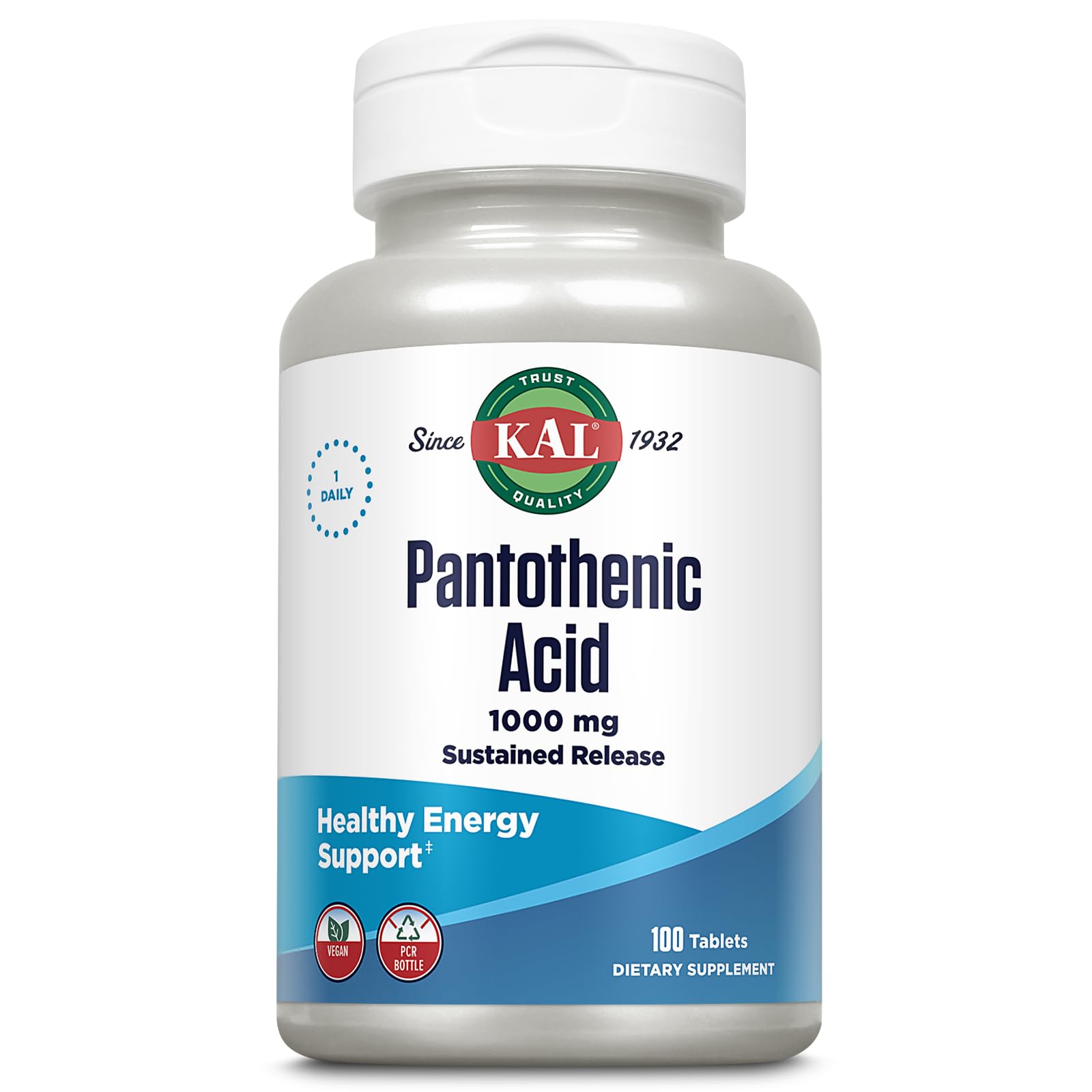 KAL Pantothenic Acid 1000mg Tablet, 100 Tablets