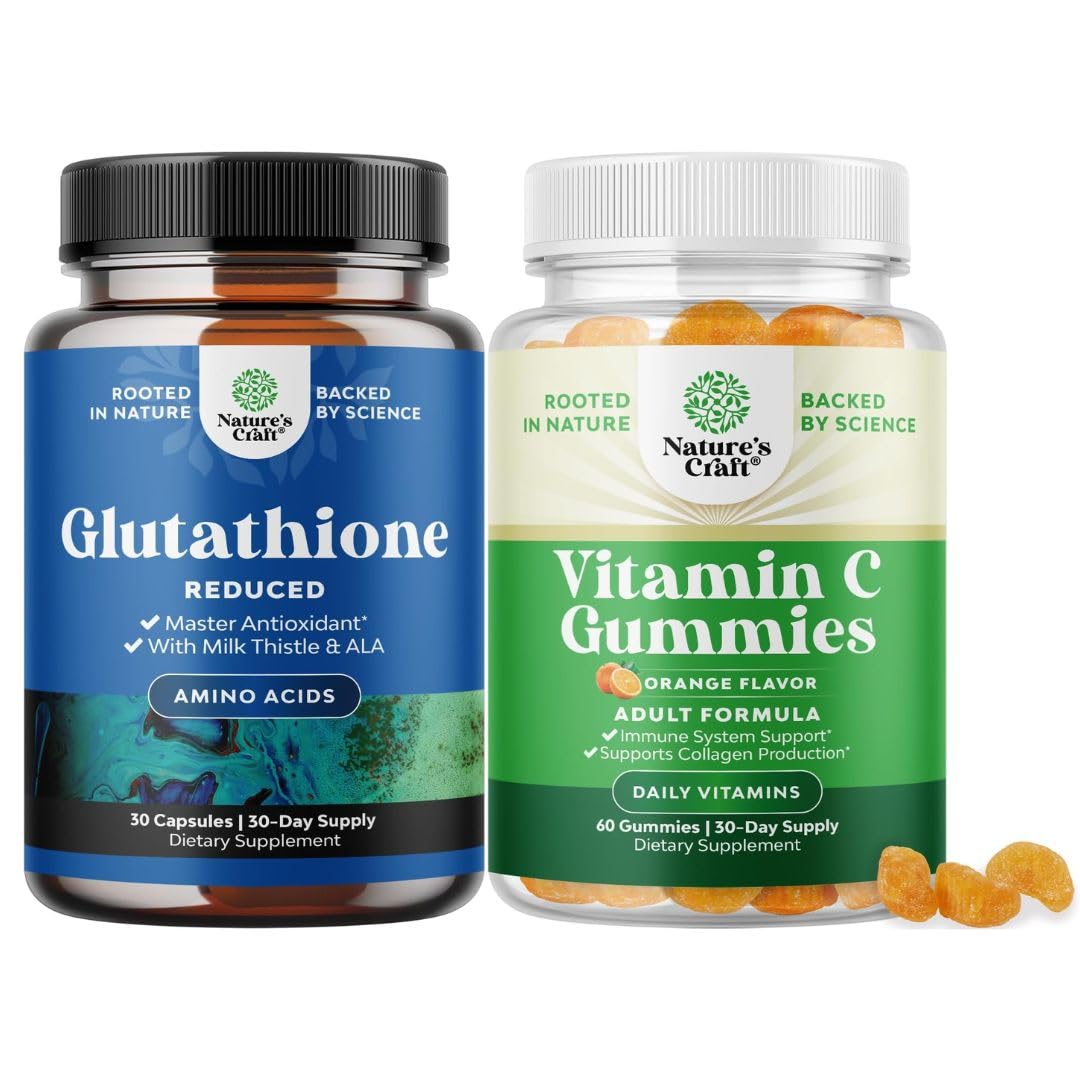 Natures Craft Reduced Glutathione with Milk Thistle Chewable Vitamin C Gummies 90 Count