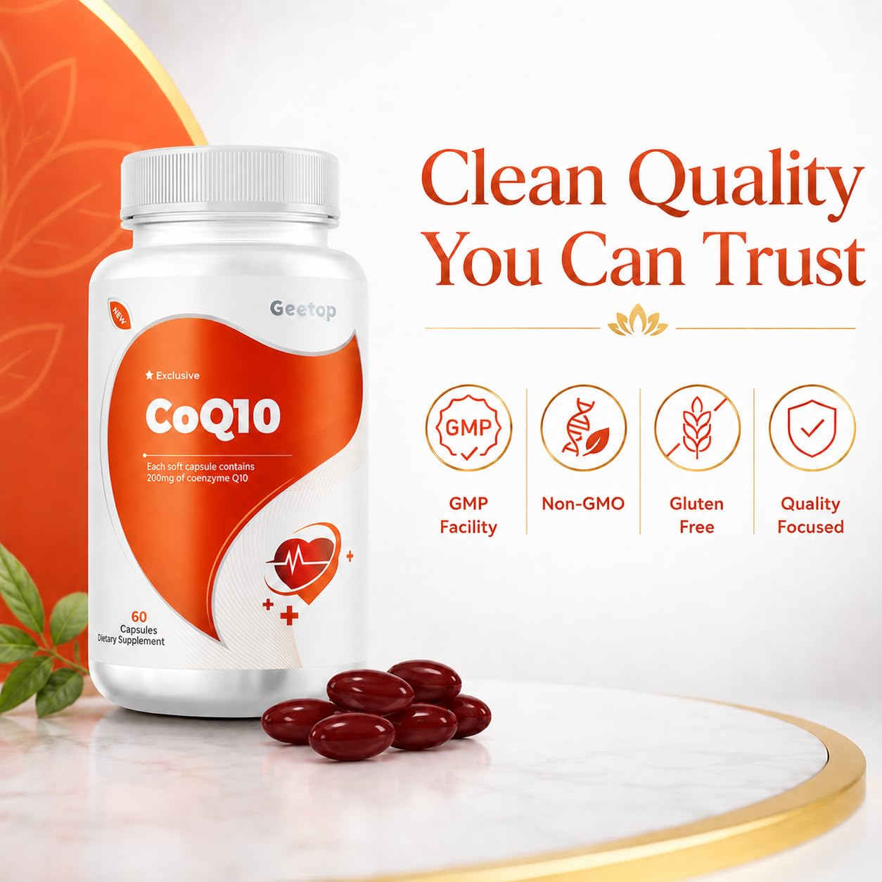 Geetop CoQ10 200mg Ubiquinol Capsule 60 Count