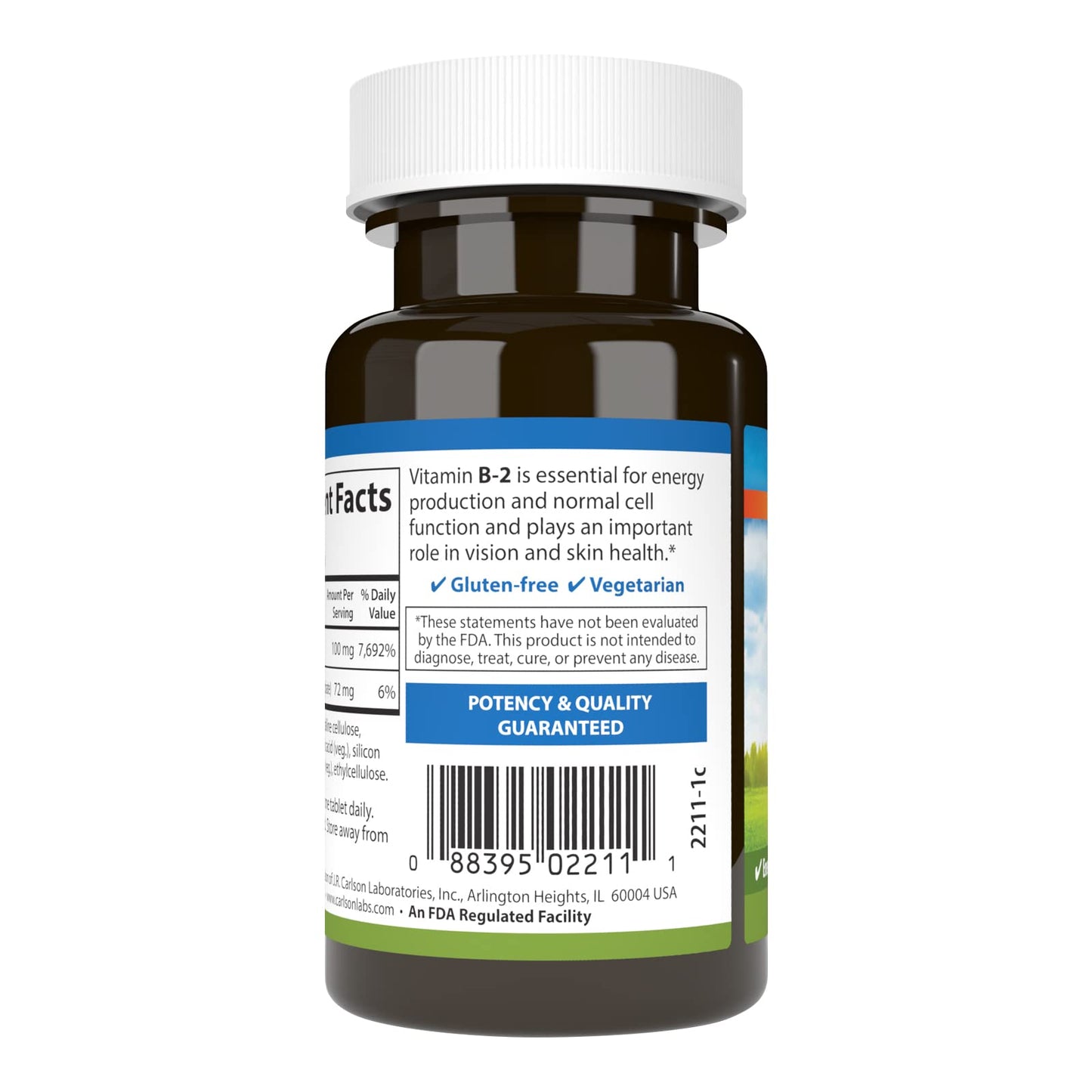 Carlson B-2 Riboflavin 100 mg Tablets, 100 Count