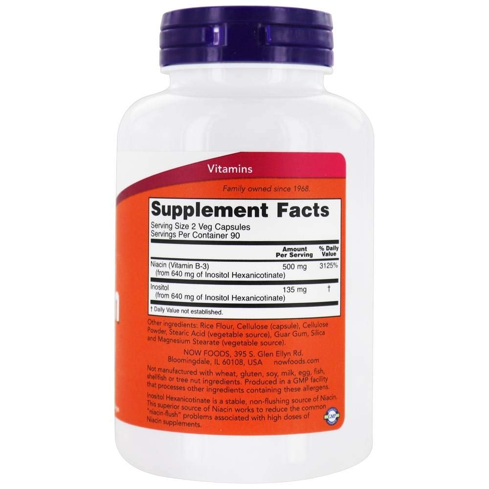 NOW Foods Flush Free Niacin 250mg Capsules, 360 Capsules