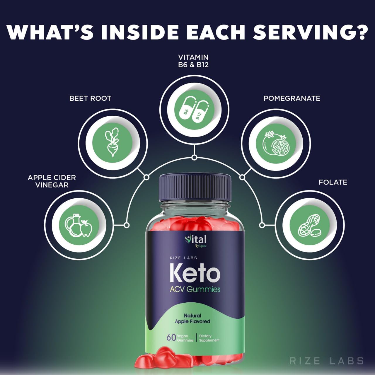 rize labs Vital Ketogenic Keto Gummies for Advanced Weight Loss - Slimming Belly Fat Diet Gummy, 300 Gummies