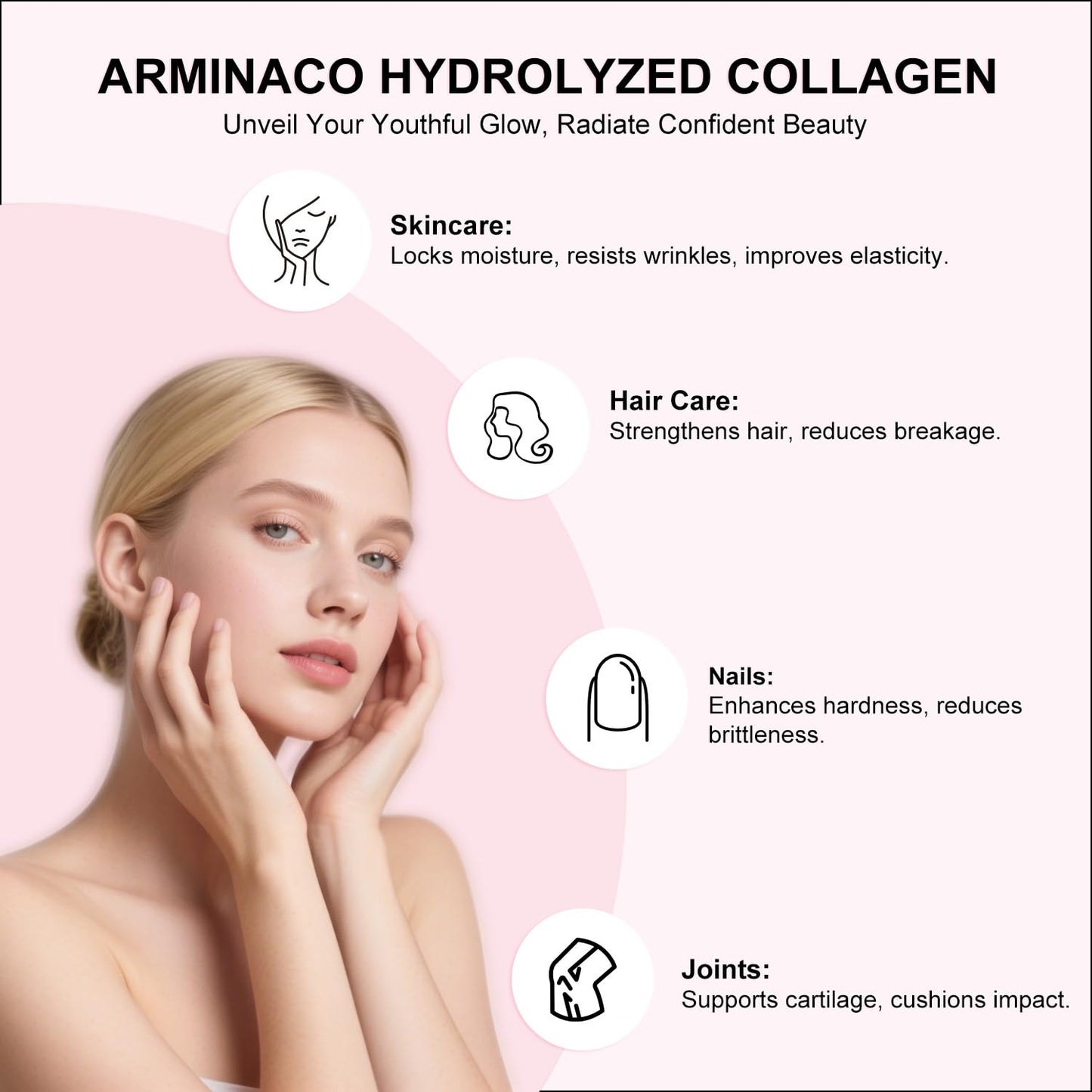 ARMINACO Collagen Gummies for Women – Low Sugar, Strawberry Flavor, Type I II III V X Collagen with Biotin, Vitamin C D B12 Zinc – Hydrolyzed Peptides for Hair Skin Nails Joints, 60 Gummies