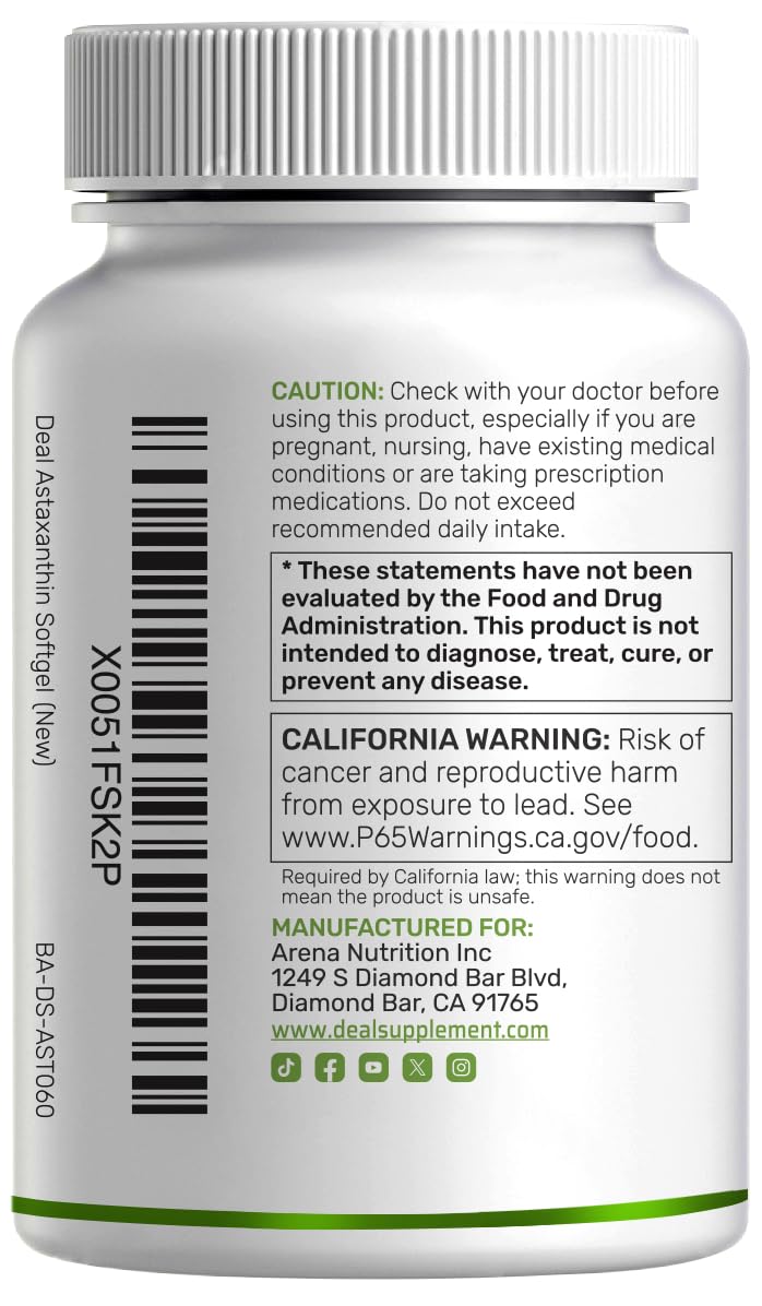 DEAL SUPPLEMENT Astaxanthin 24 mg Per Serving Softgels, 60 Count