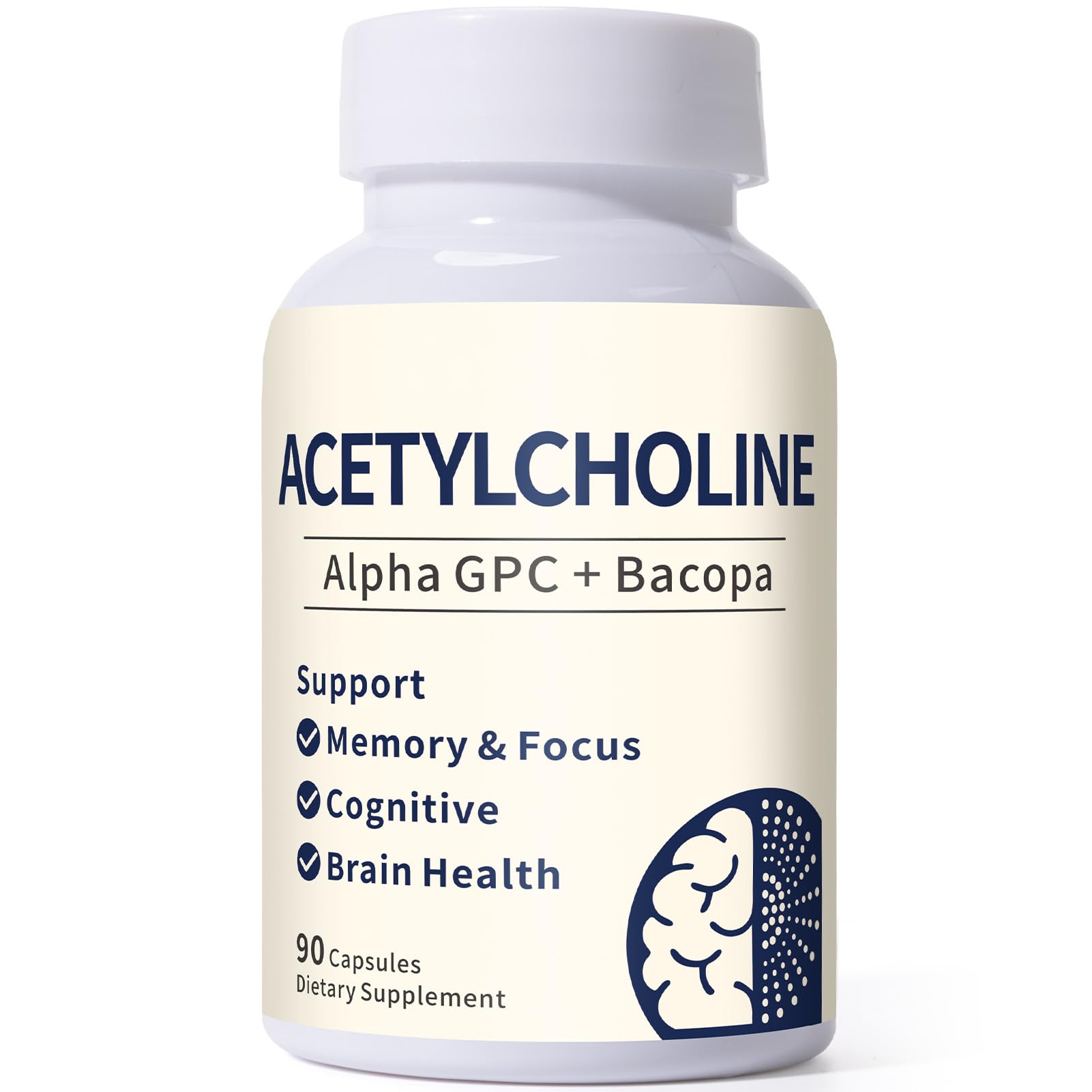 Liovsiso Acetylcholine Supplements Alpha GPC 600mg & Bacopa, Capsules, 90 Count