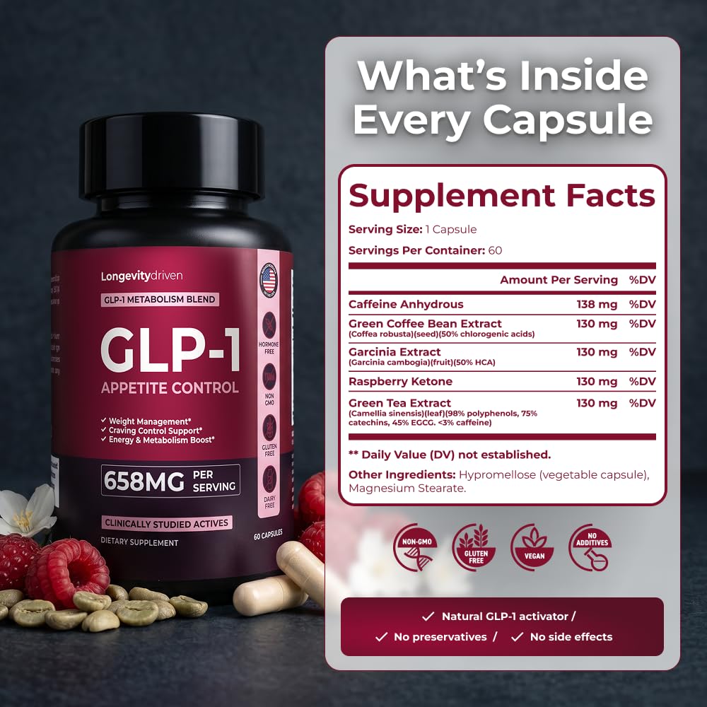 Longevity Driven GLP-1 Weight Management & Appetite Control 60 Capsules