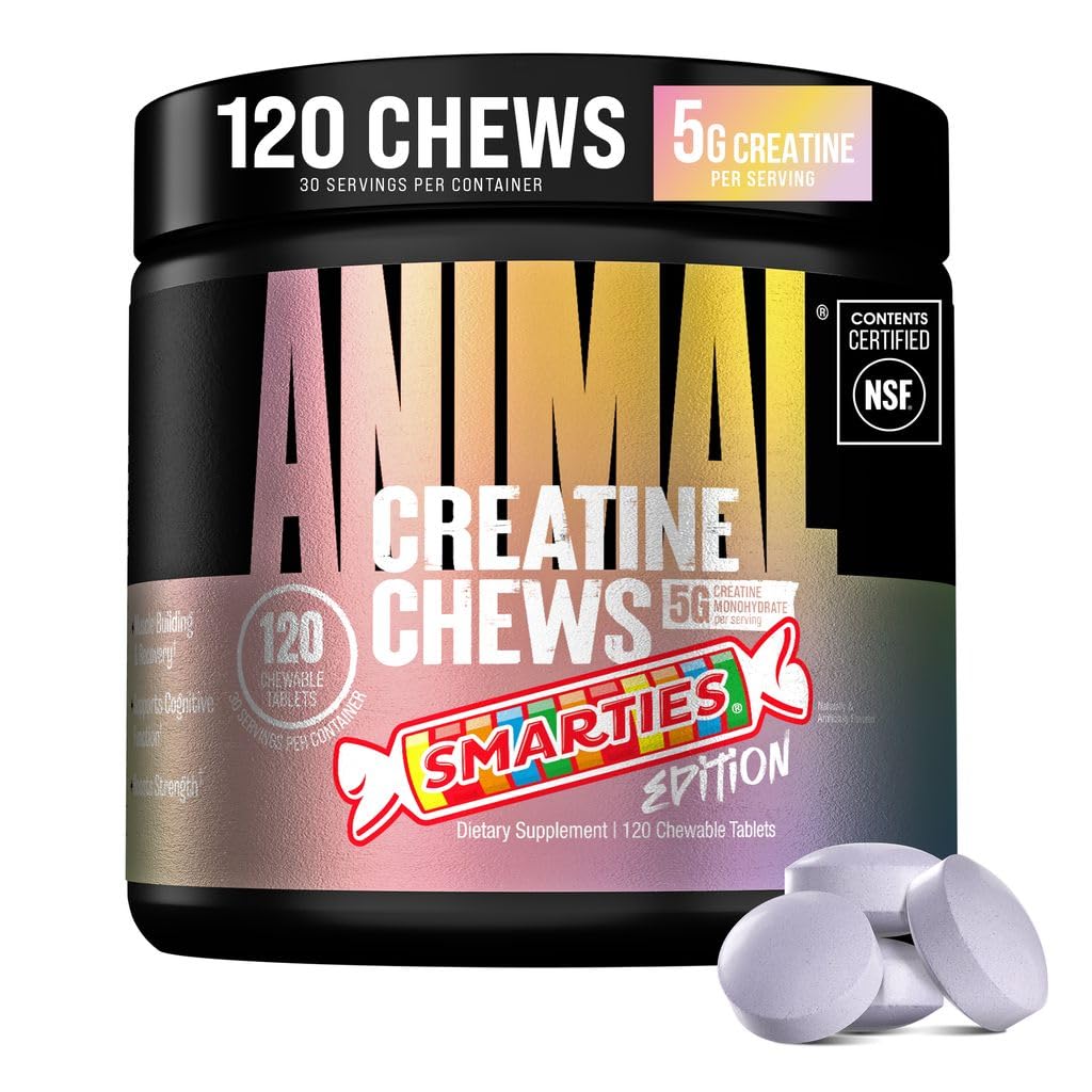 Animal Creatine Chews x Smarties Edition 5g Creatine Monohydrate Chewable, 120 Tablets