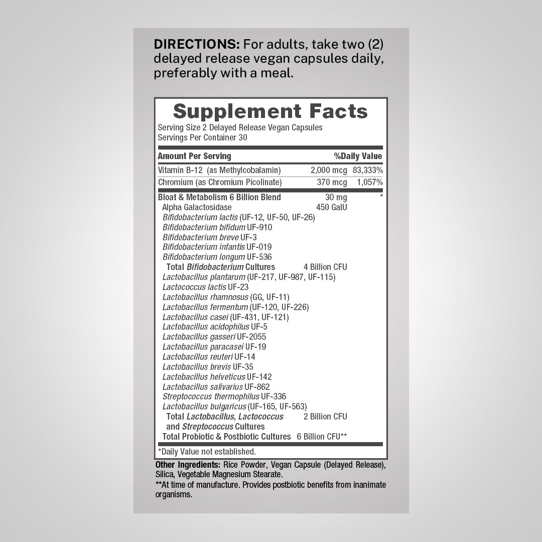 Piping Rock Bloat and Metabolism Probiotic Capsules 60 Count